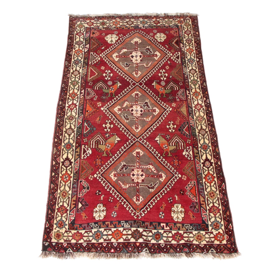 Hand-Knotted Qashqai Tribal Wool Area Rug