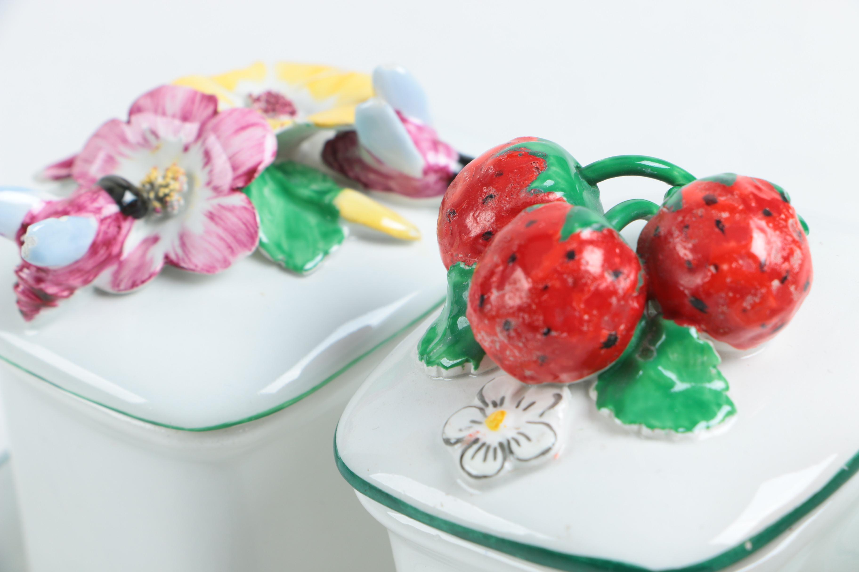 Italian Majolica Pottery Embellished With Fruit in Relief