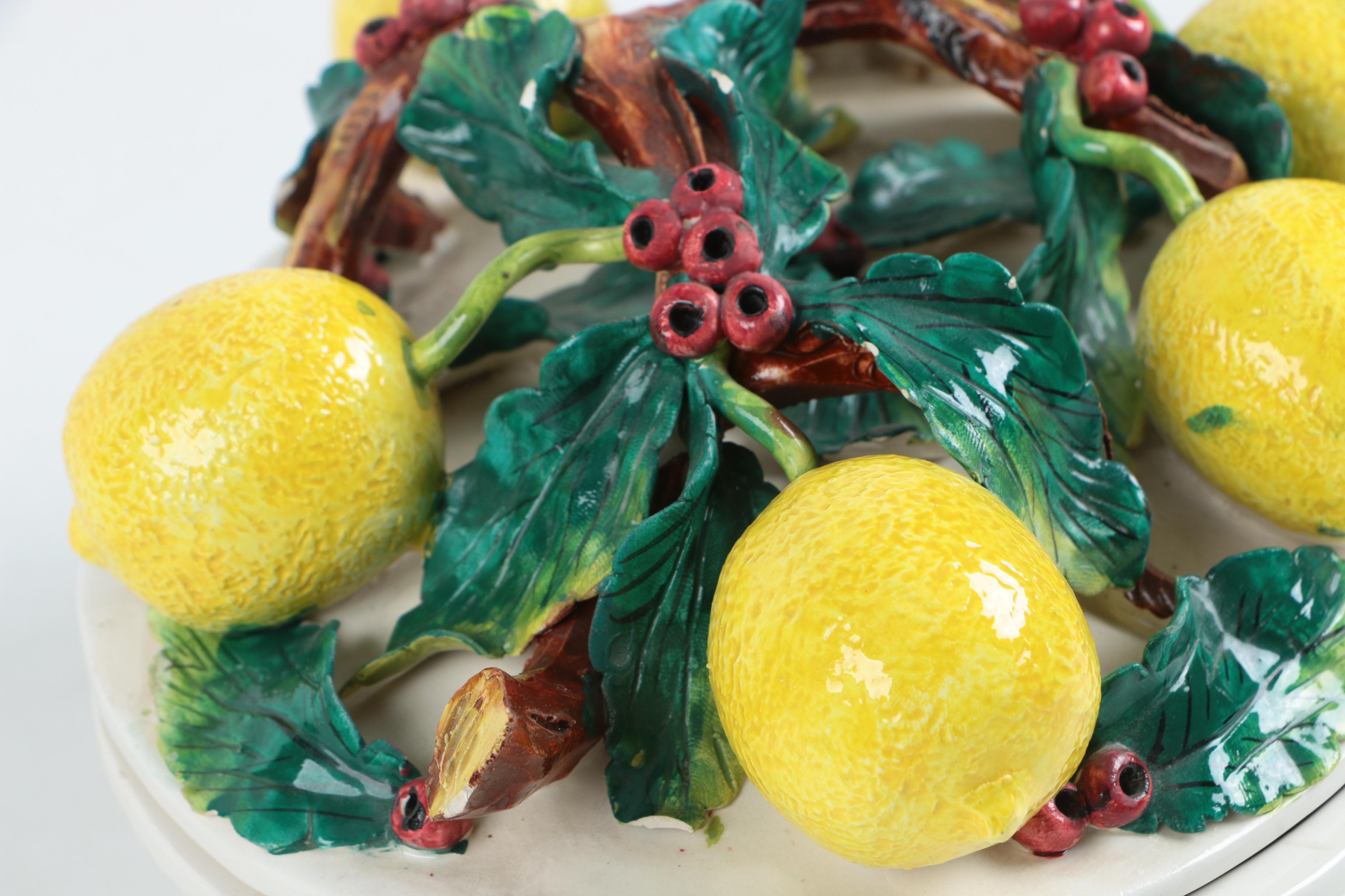 Italian Majolica Pottery Embellished With Fruit in Relief