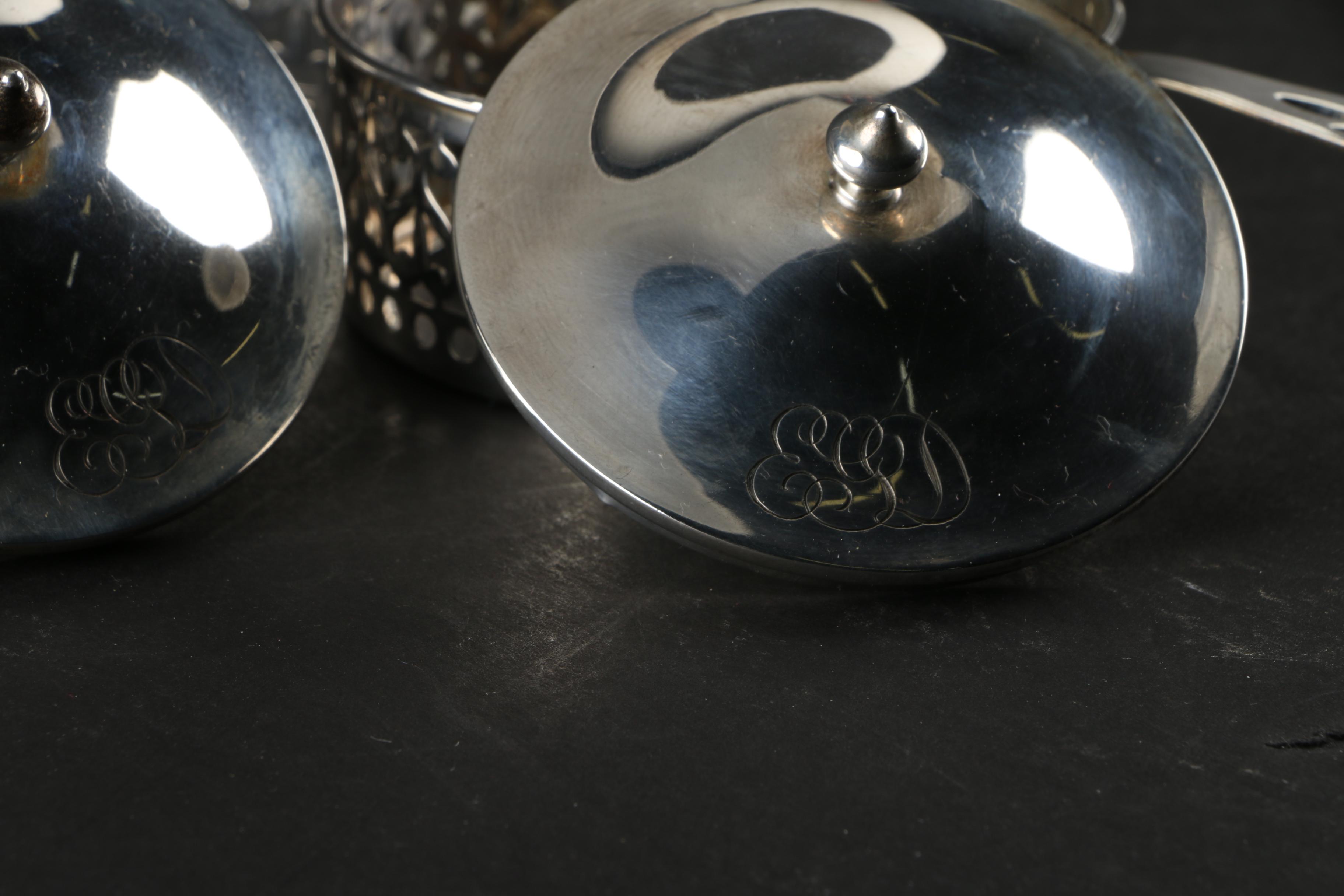 Gorham Sterling Silver Pierced Ramekin Holders with Lids