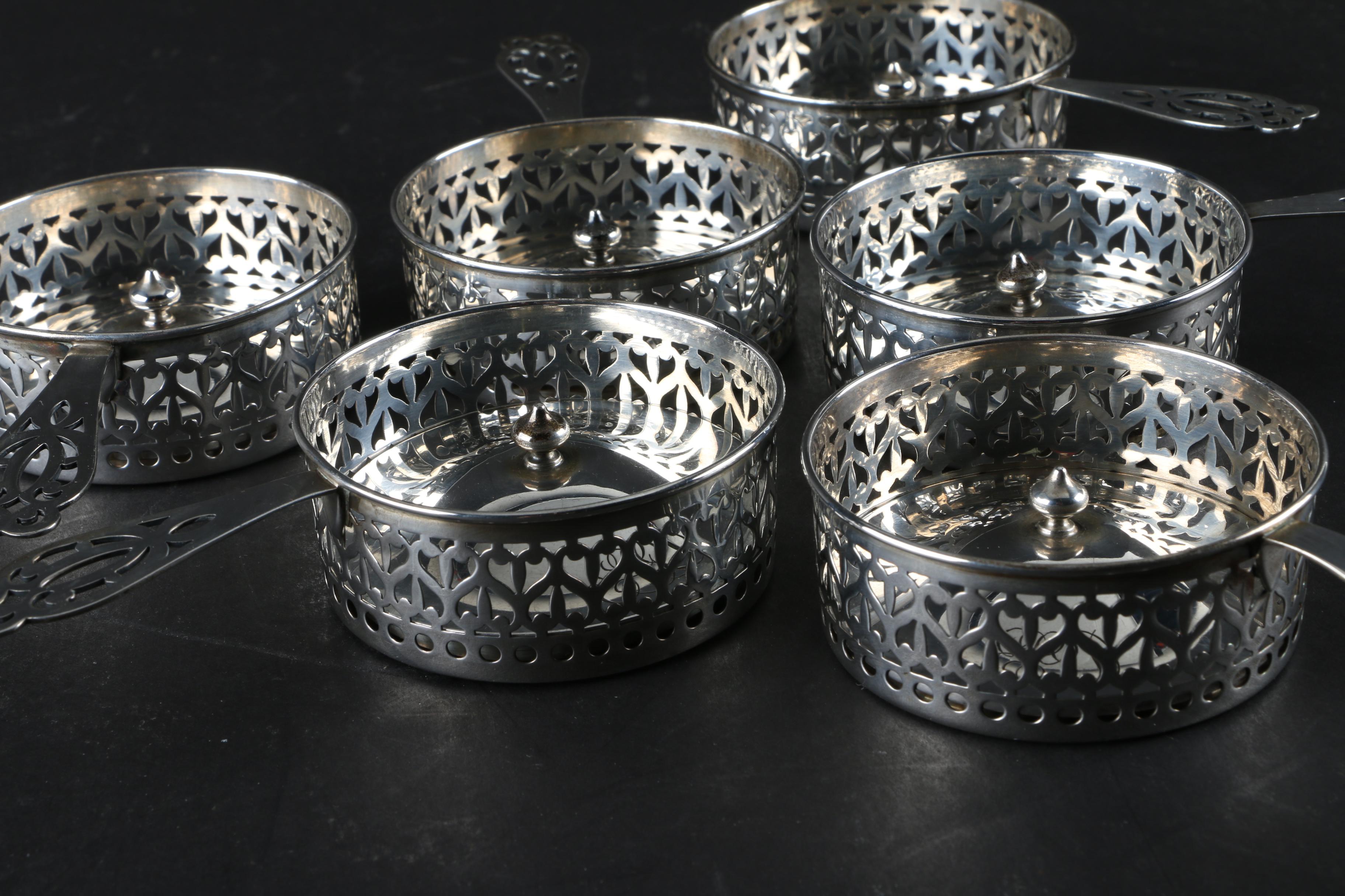 Gorham Sterling Silver Pierced Ramekin Holders with Lids