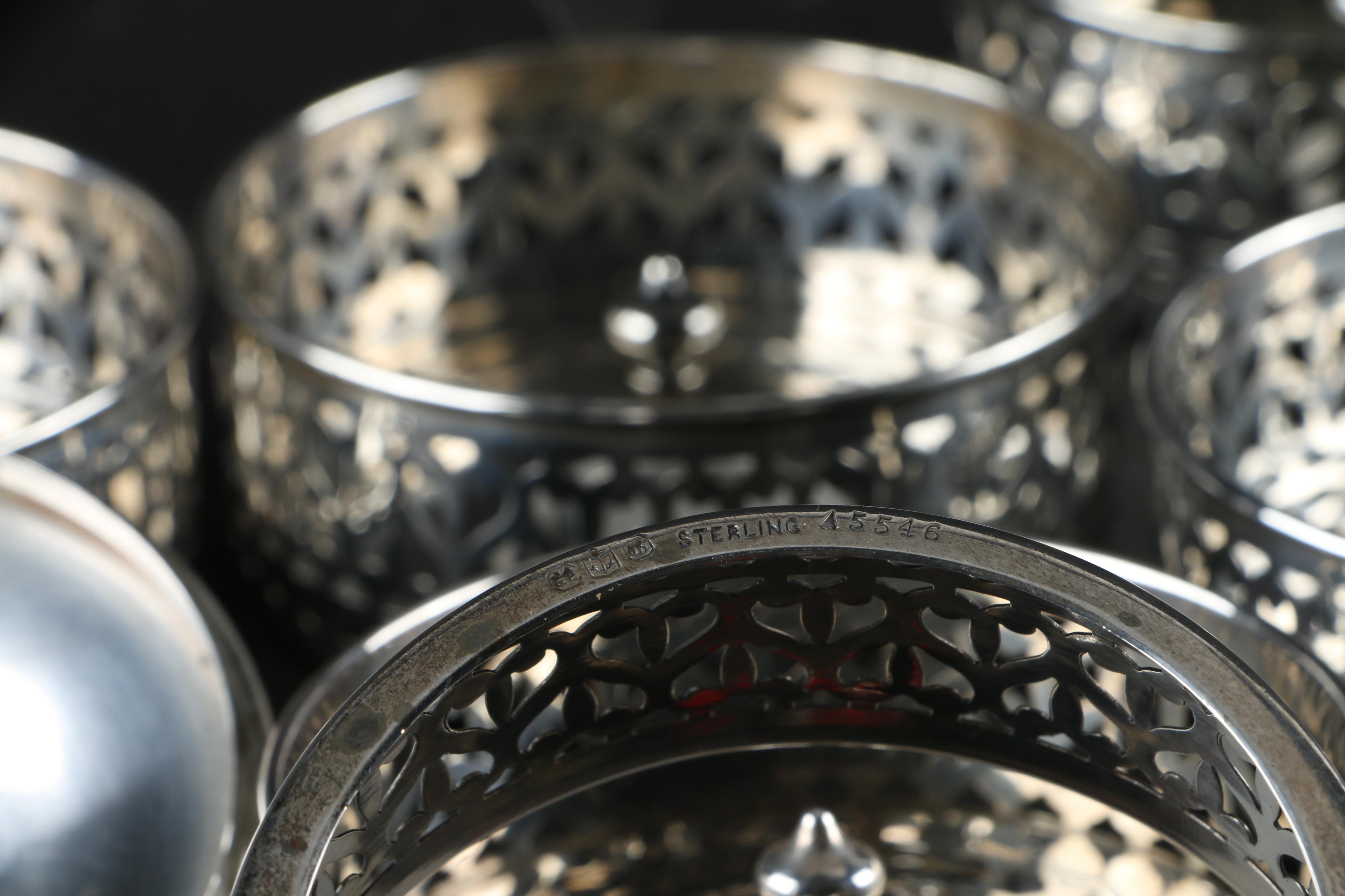 Gorham Sterling Silver Pierced Ramekin Holders with Lids