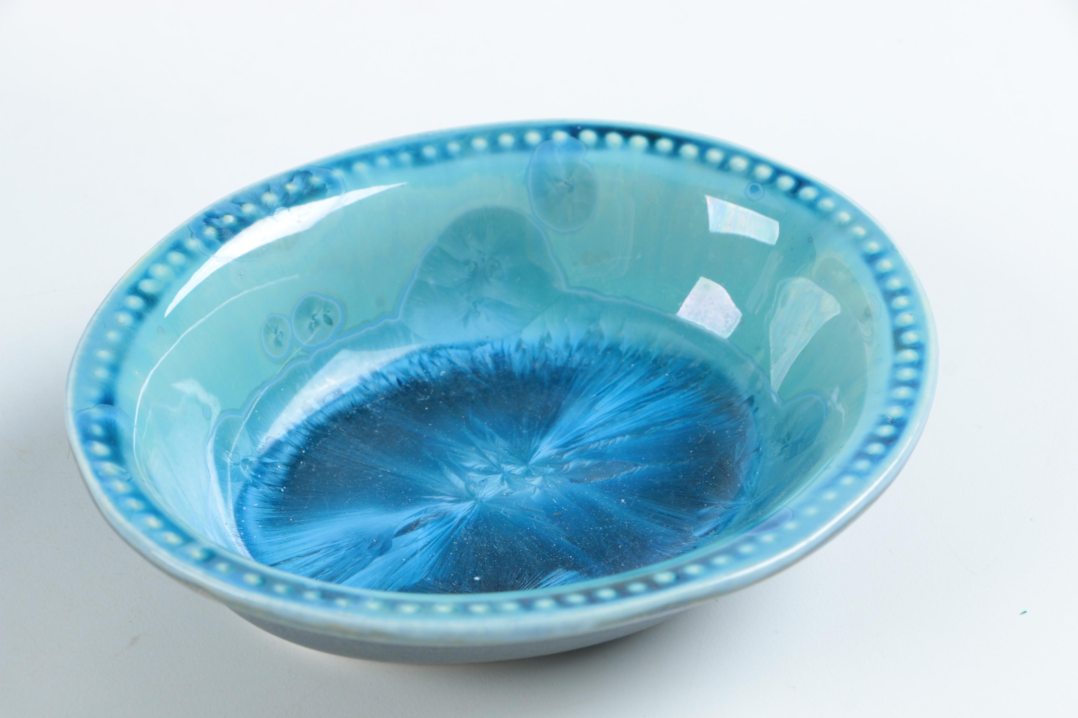 Art Pottery Serving Dishes Including Edgecomb Potters Crystalline