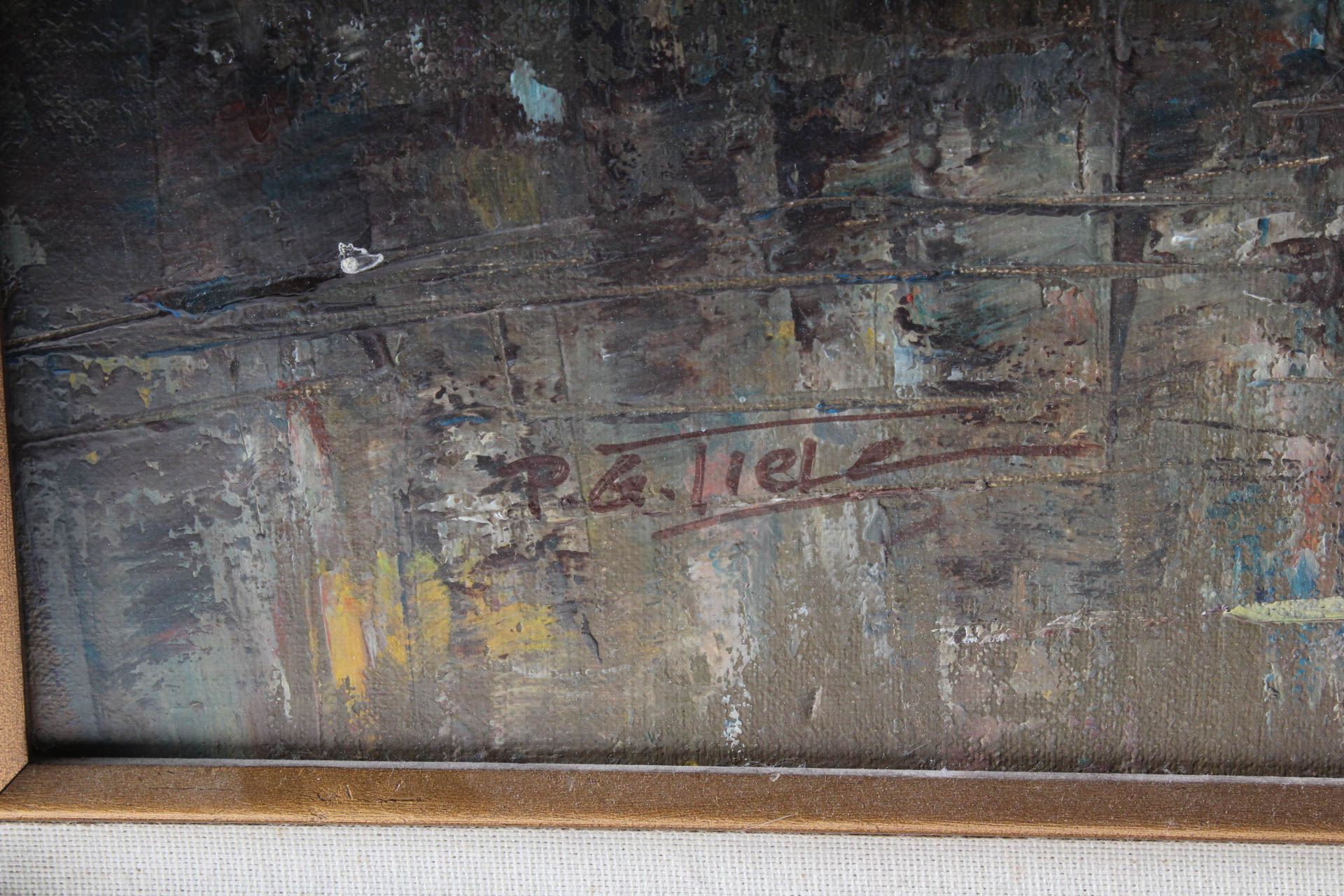 P. G. Tiele Mid Century Urbanscape Painting