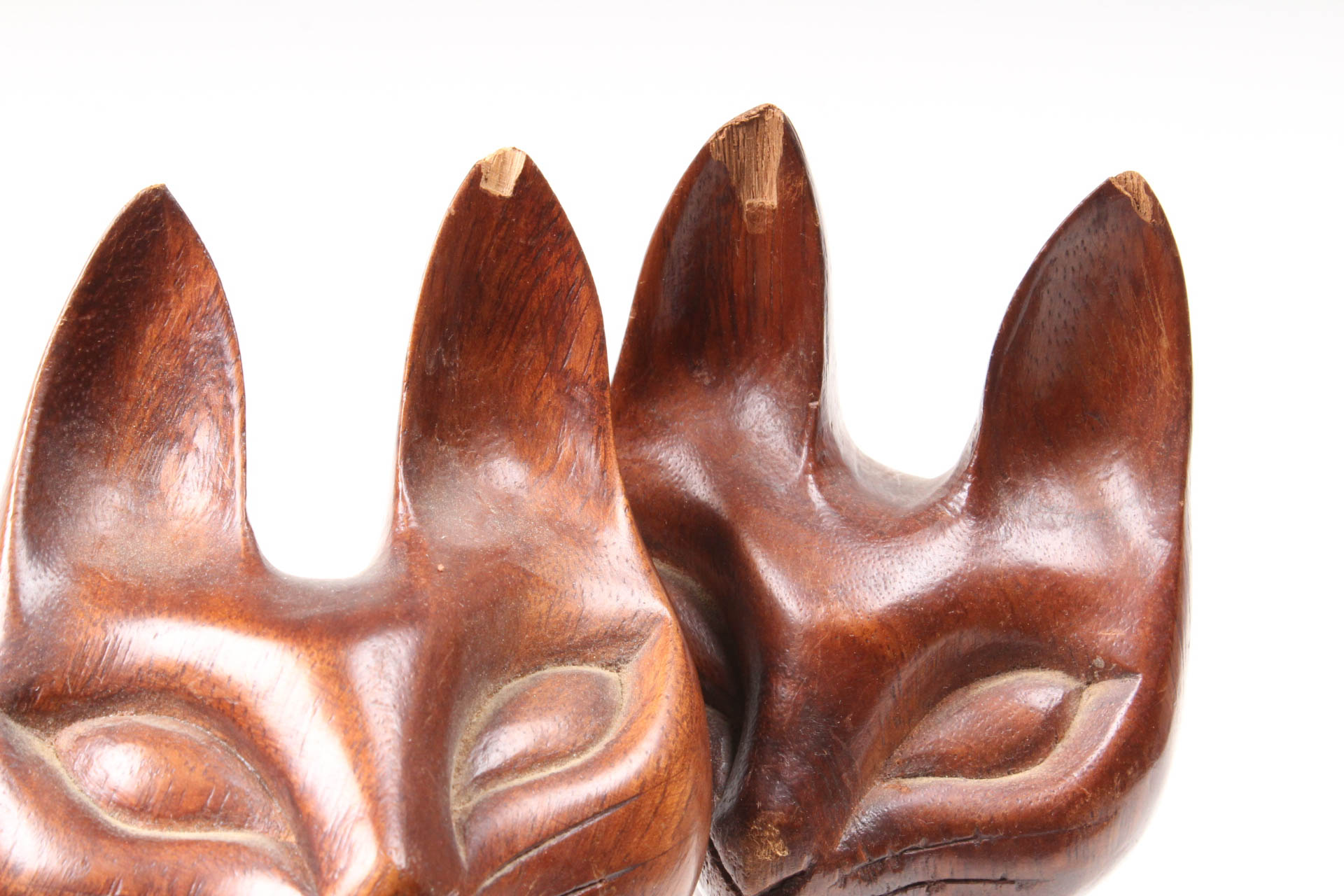 Mid Century Modern Wooden Siamese Cat Sculptures