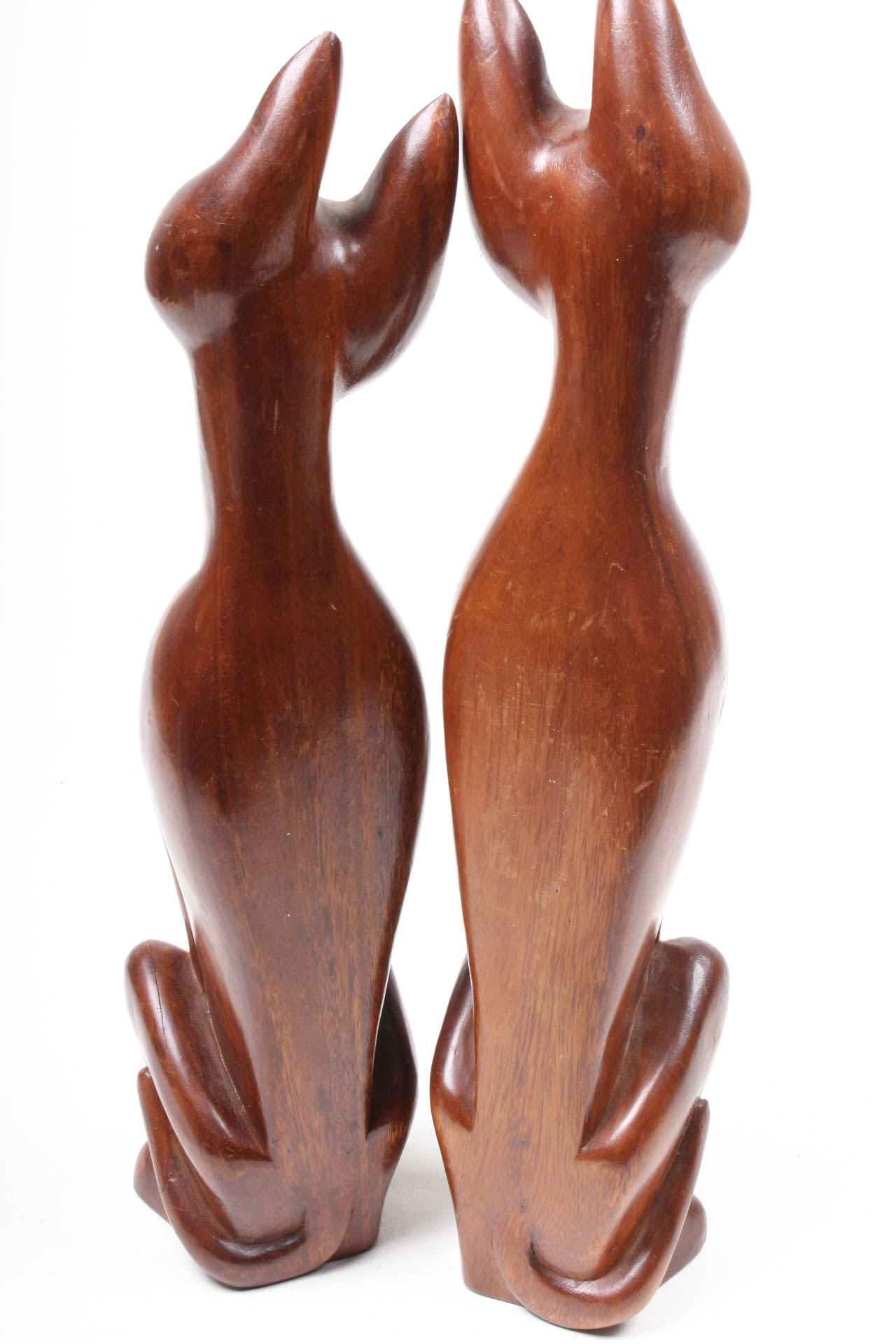 Mid Century Modern Wooden Siamese Cat Sculptures