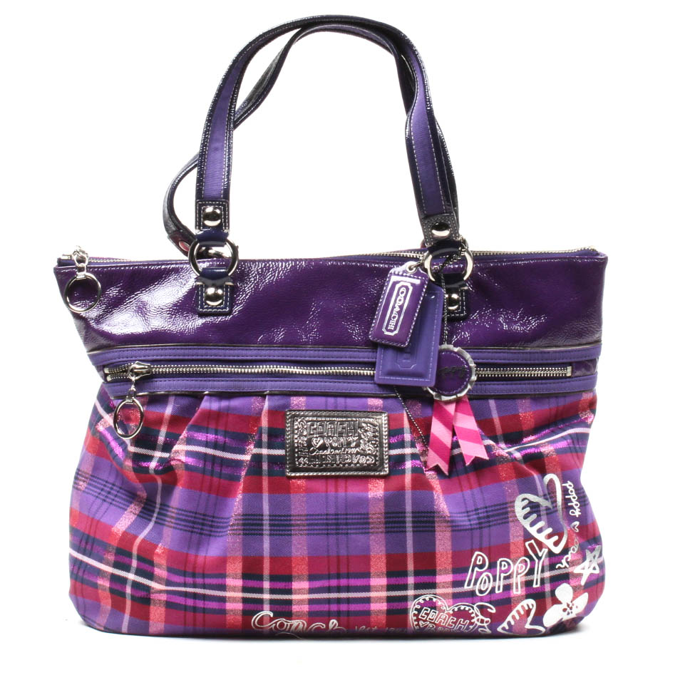 Coach Poppy Plaid Glam Shoulder Bag