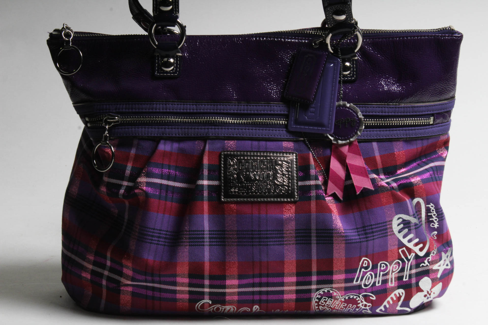 Coach Poppy Plaid Glam Shoulder Bag