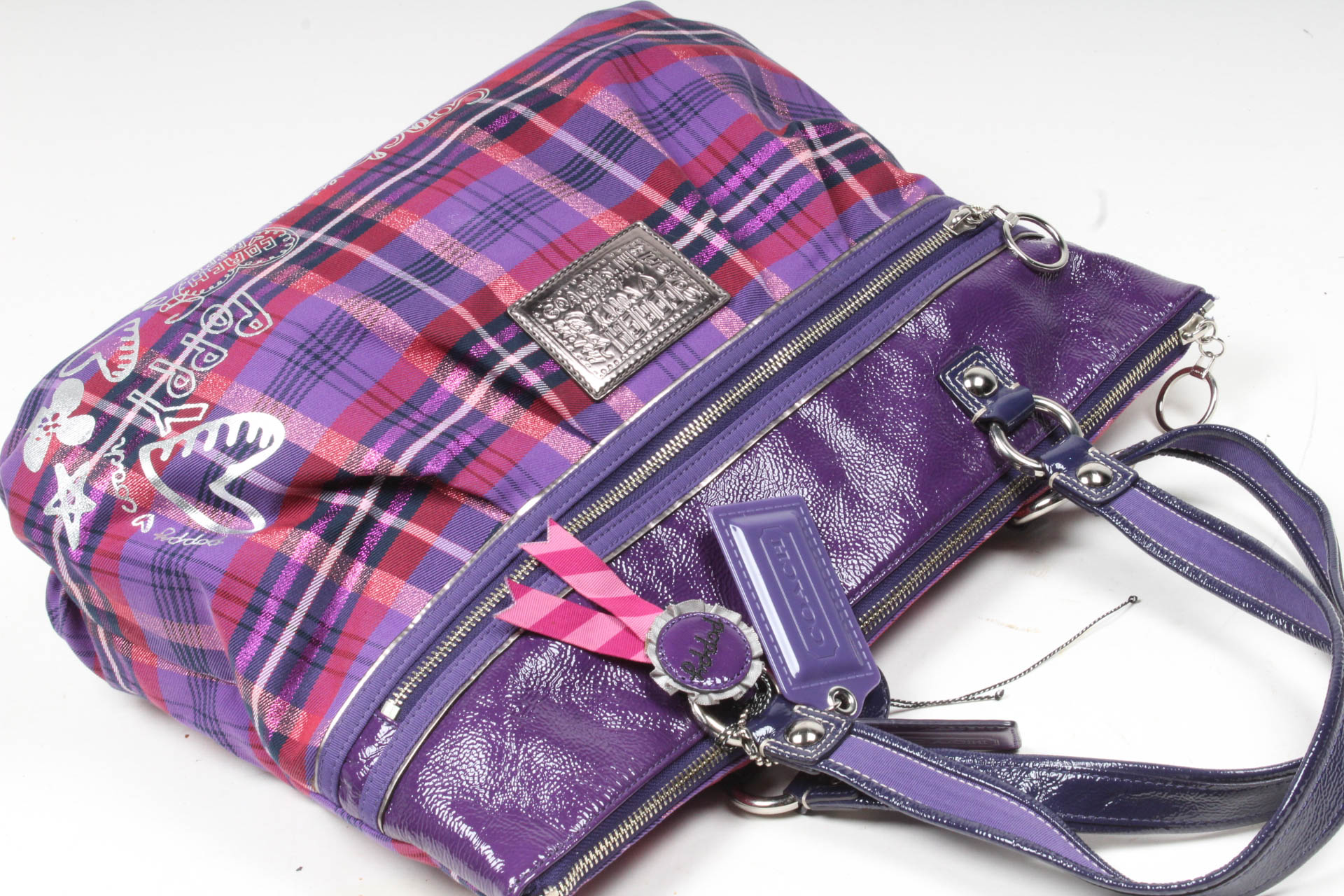 Coach Poppy Plaid Glam Shoulder Bag