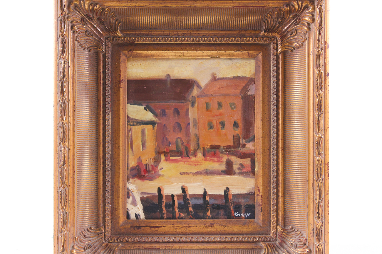 Framed Knapp Oil Painting of a Village