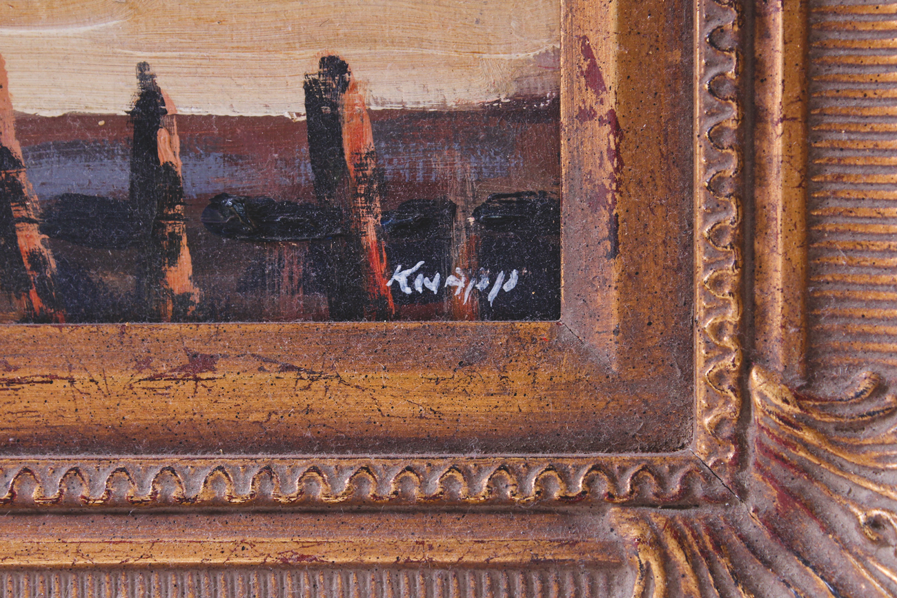 Framed Knapp Oil Painting of a Village