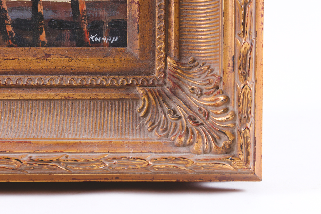 Framed Knapp Oil Painting of a Village