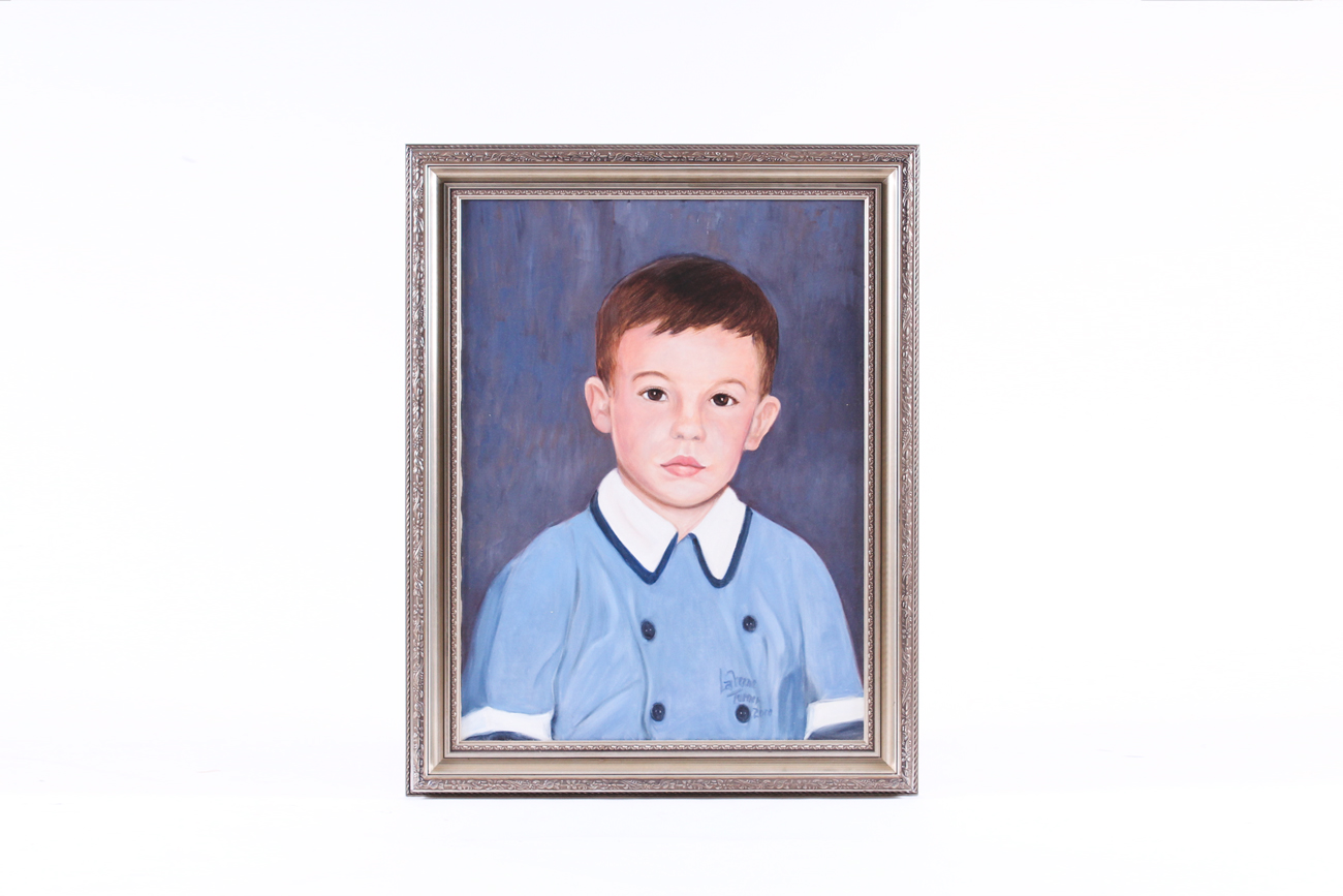 Framed Acrylic Painting of Young Boy