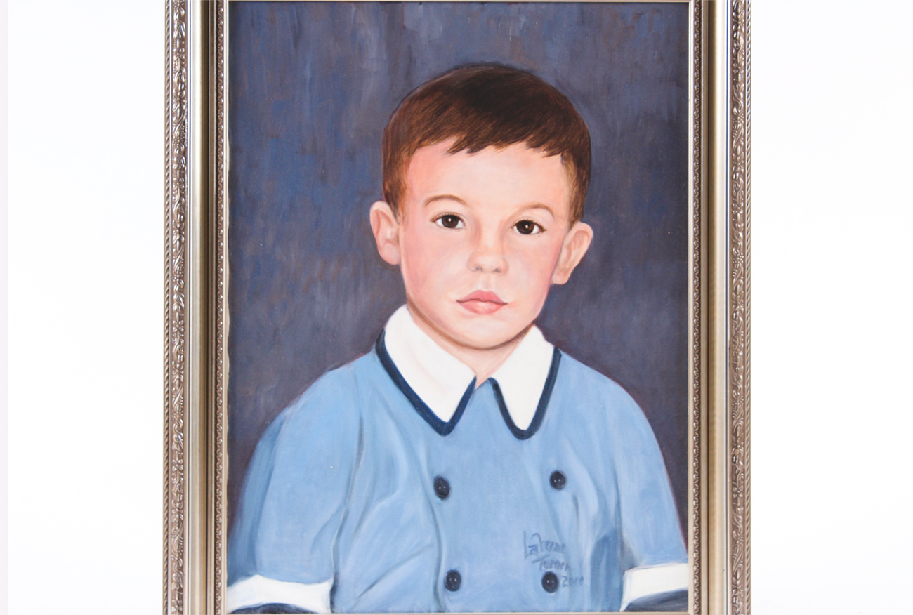 Framed Acrylic Painting of Young Boy