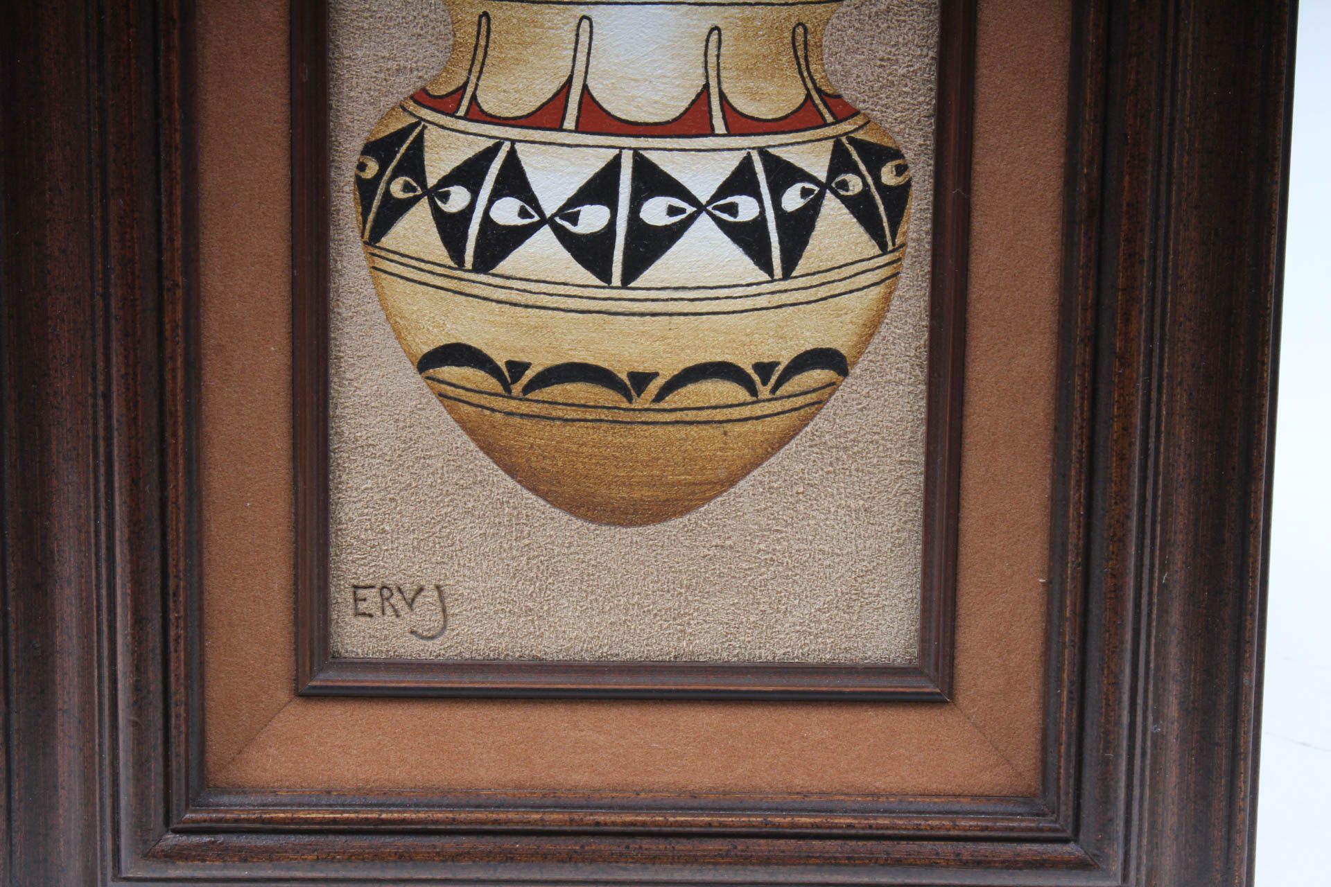 Hopi Erv Johnson Acrylic on Leather Painting