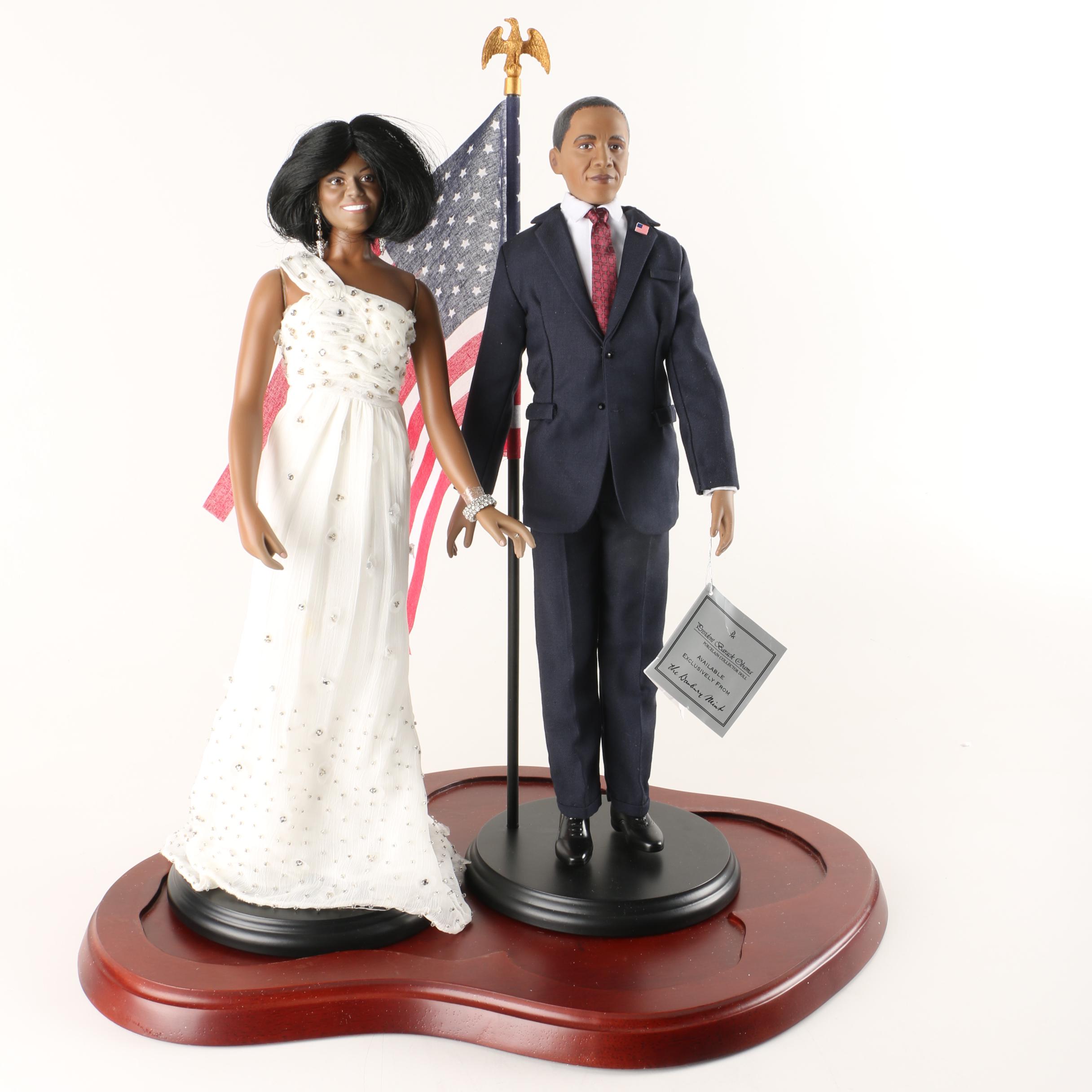 Danbury Mint "Michele Obama" and "Barack Obama" Porcelain Dolls