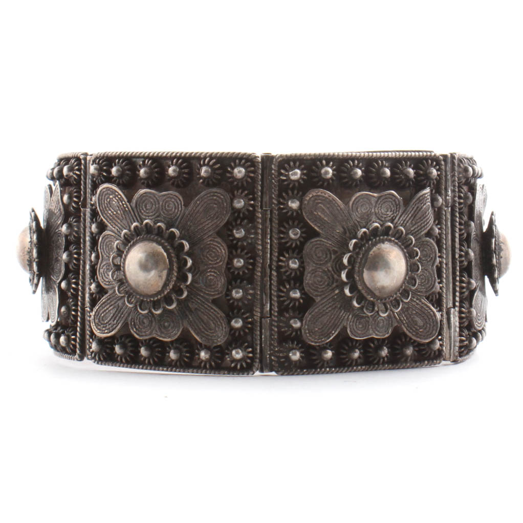 Sterling Silver Floral Filigree Bracelet