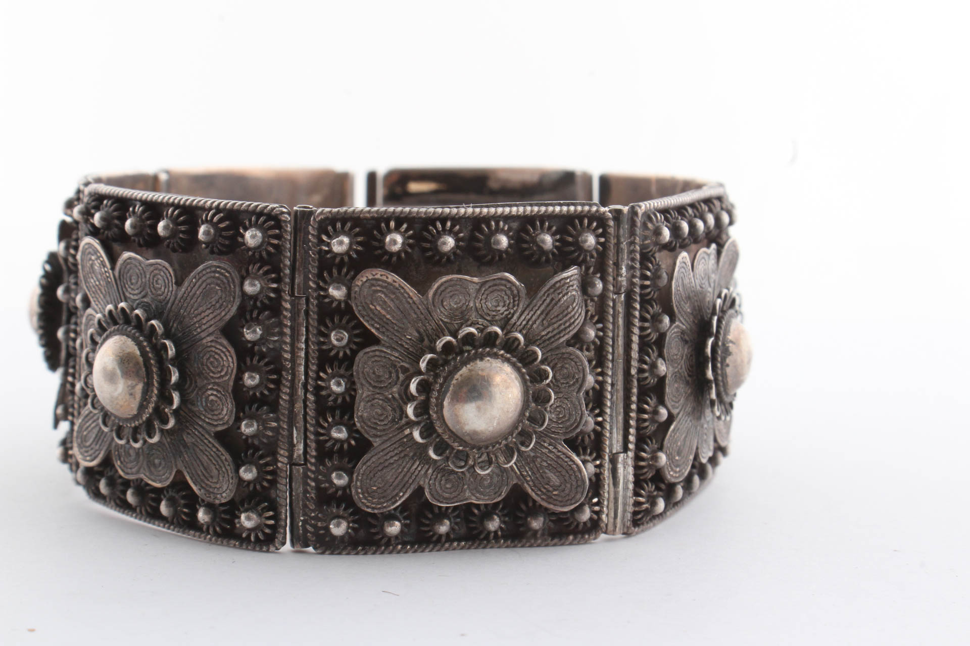Sterling Silver Floral Filigree Bracelet