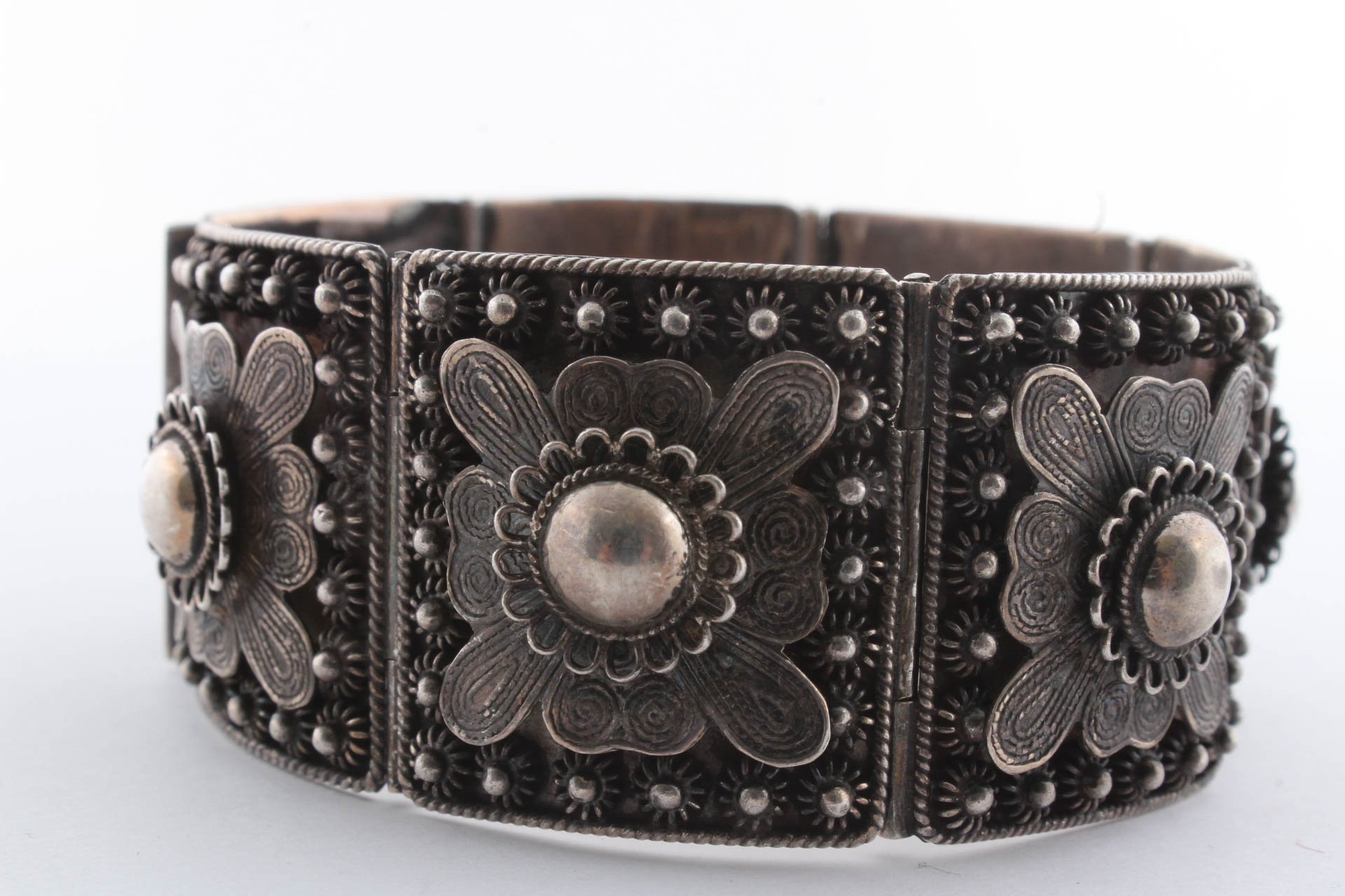 Sterling Silver Floral Filigree Bracelet