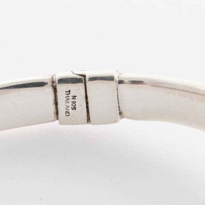 Sterling Silver Hinged Rose Bangle