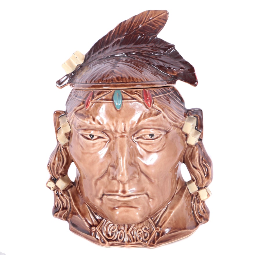 Native American Head Pottery Cookie Jar by McCoy