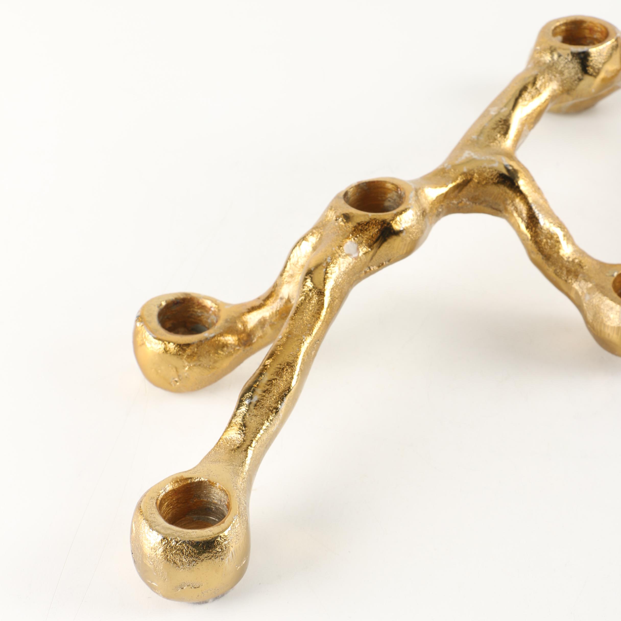 Free Form Gold-Tone Metal Candle Holder