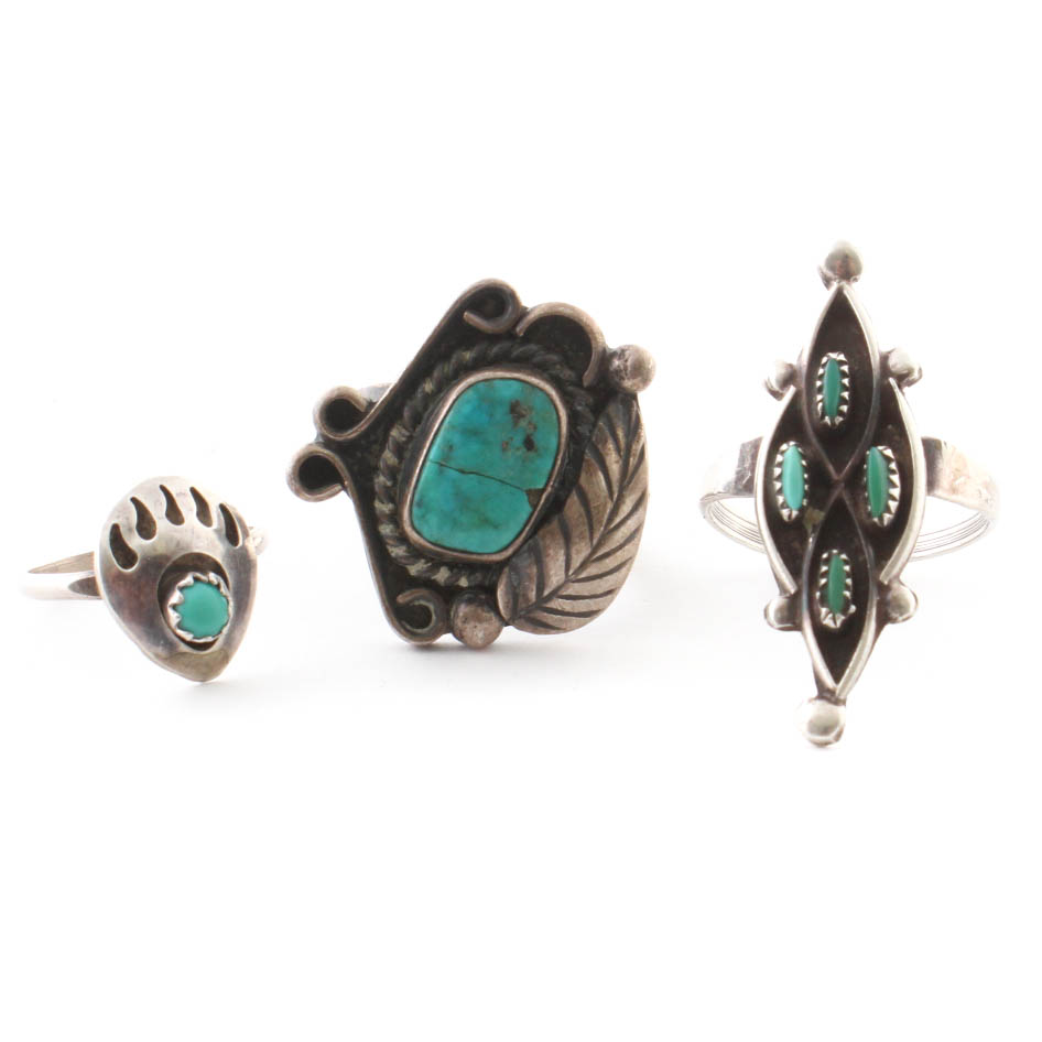 Sterling Silver Natural Turquoise Rings
