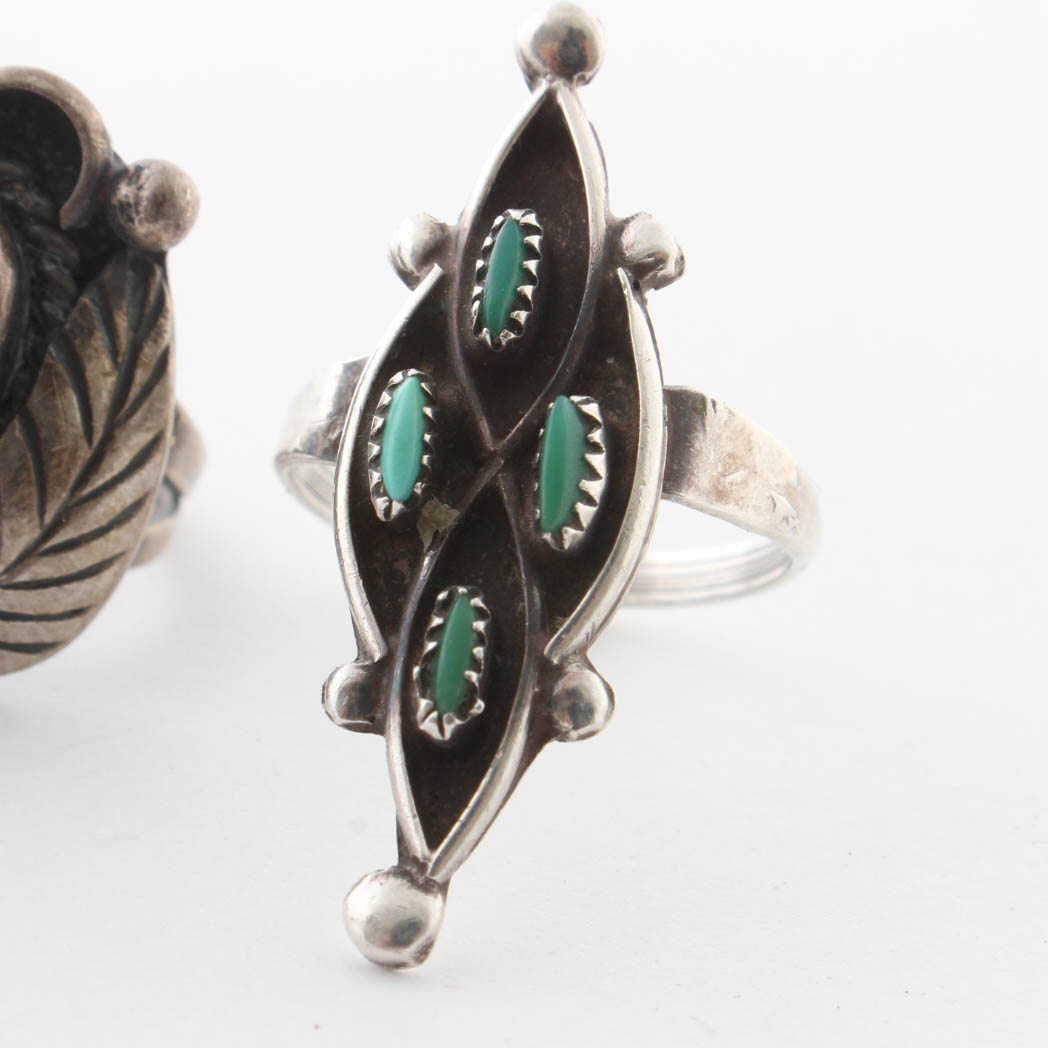 Sterling Silver Natural Turquoise Rings