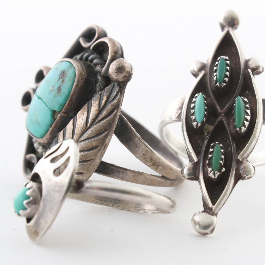 Sterling Silver Natural Turquoise Rings