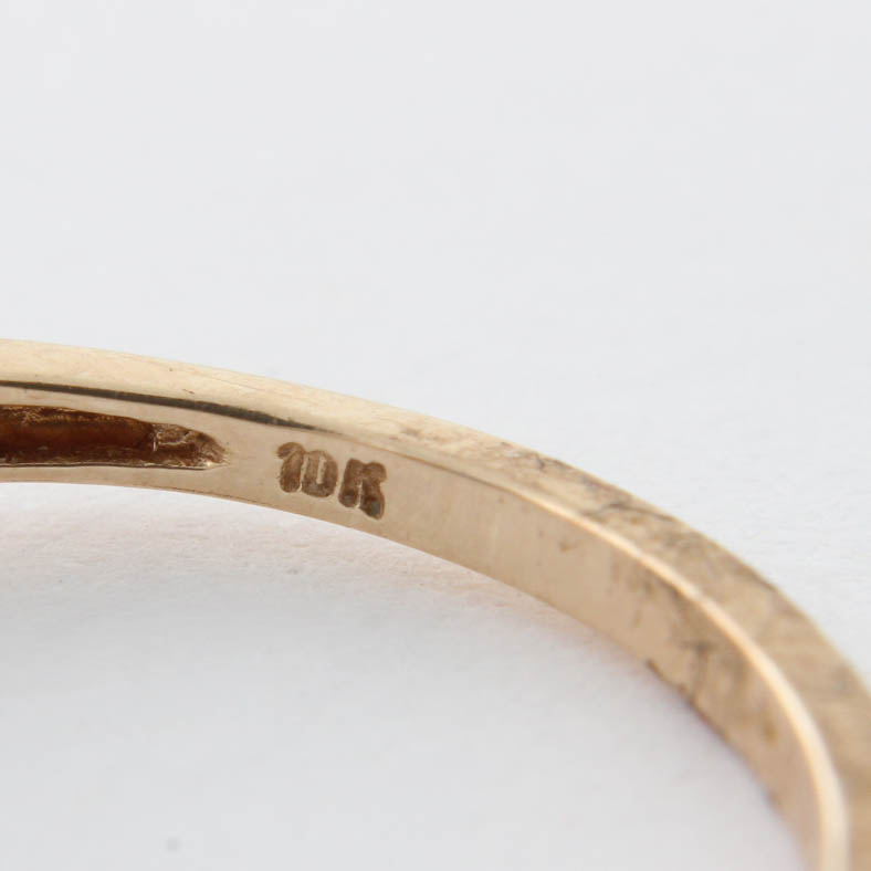 10K Yellow Gold Synthetic Sapphire Diamond Ring