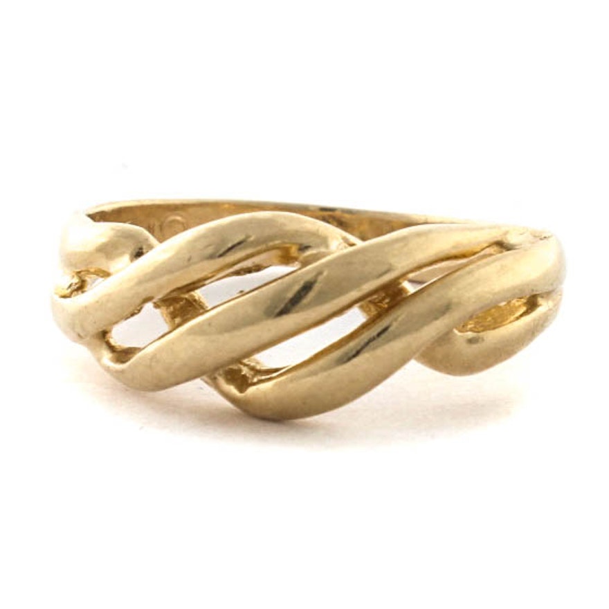 14K Yellow Gold Pierced Rope Ring