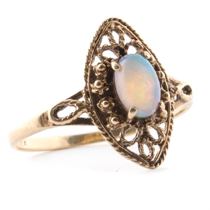10K Yellow Gold & Natural Opal Ring