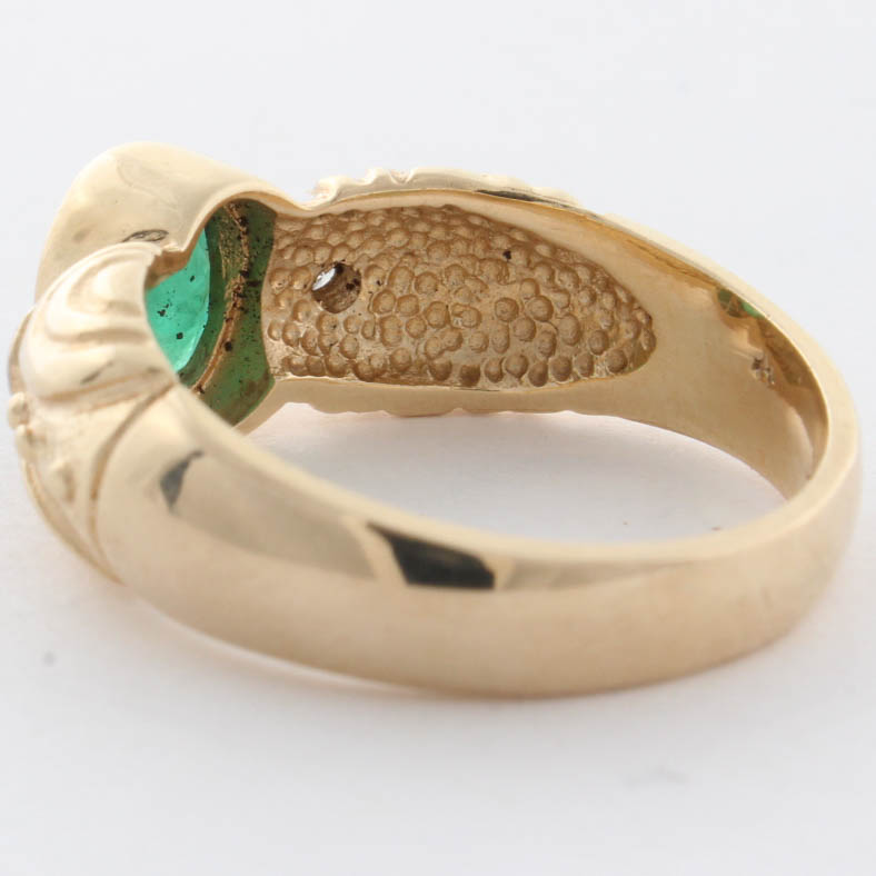 14K Yellow Gold Emerald & Diamond Ring