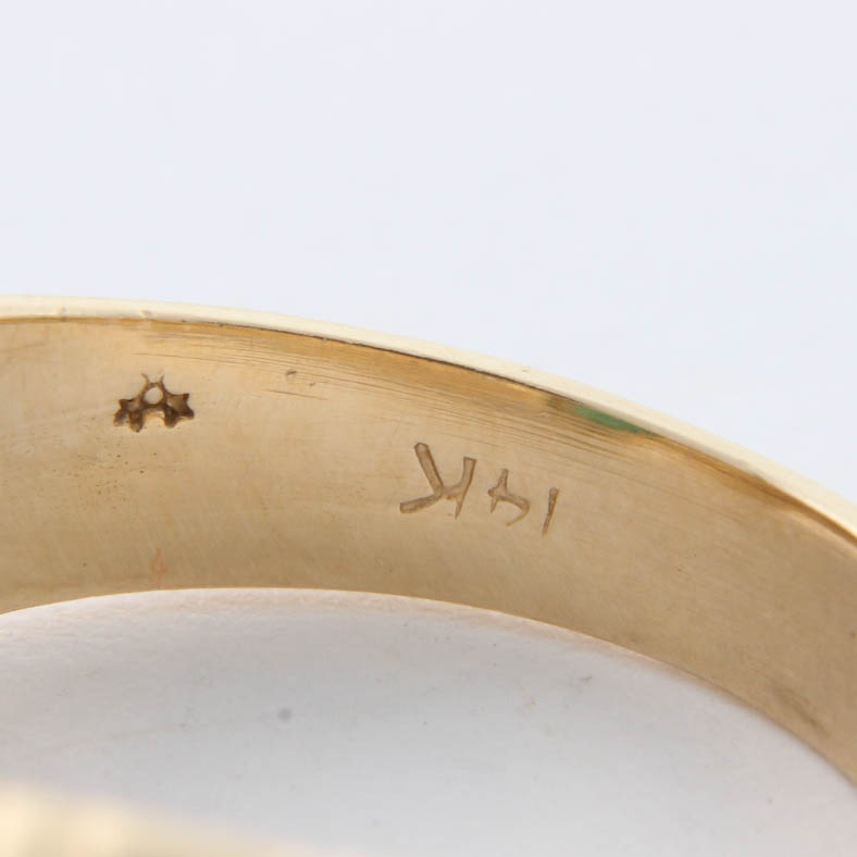 14K Yellow Gold Emerald & Diamond Ring