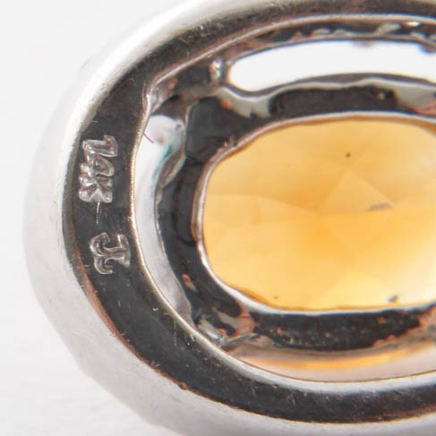 14K White Gold Citrine & Diamond Earrings