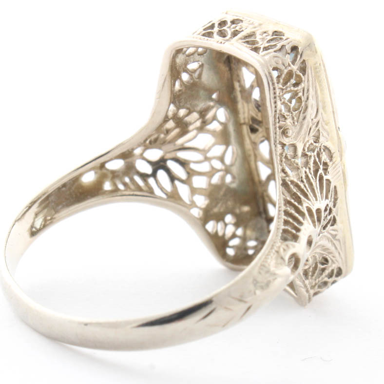 14K White Gold & Blue Topaz Ring