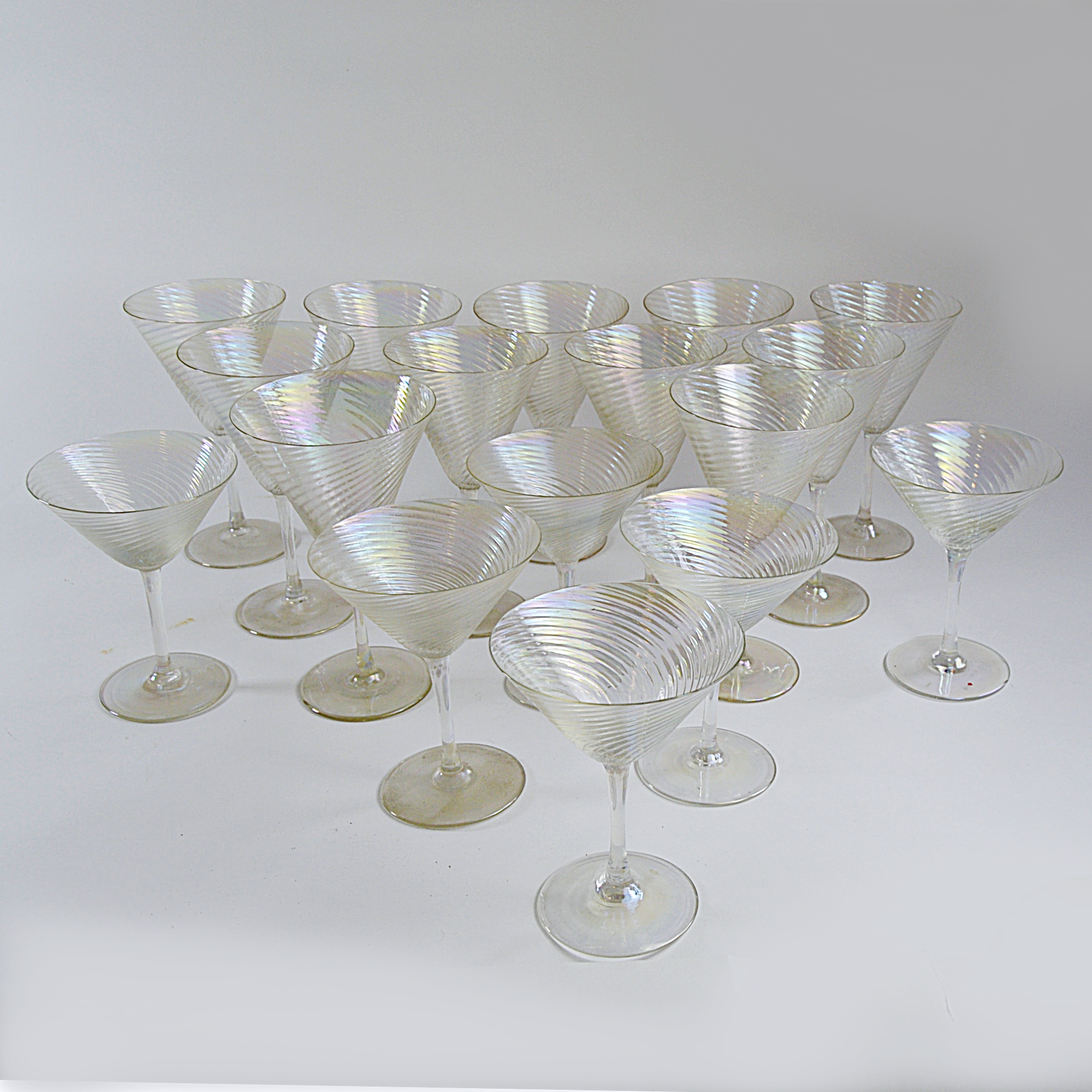 Set of Vintage Iridescent Swirl Stemware