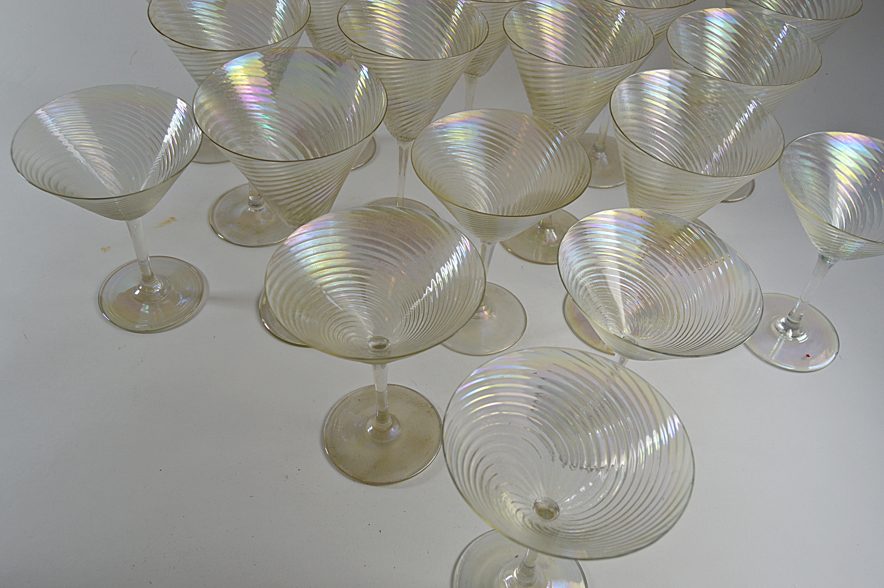 Set of Vintage Iridescent Swirl Stemware