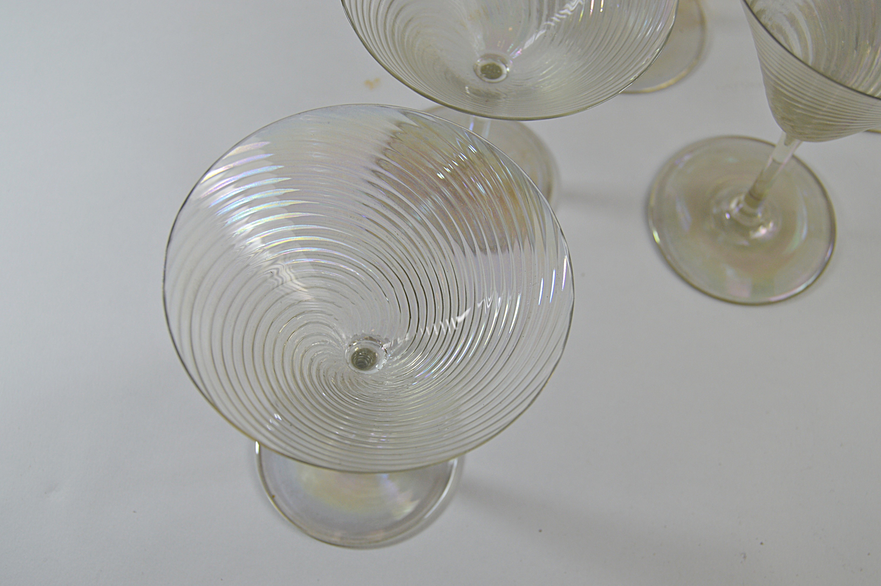 Set of Vintage Iridescent Swirl Stemware