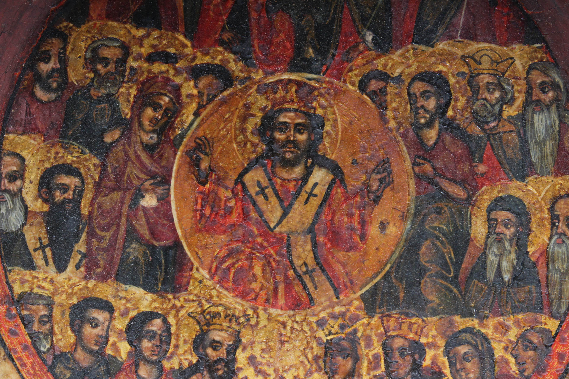 Antique Hand-Painted Religious Triptych