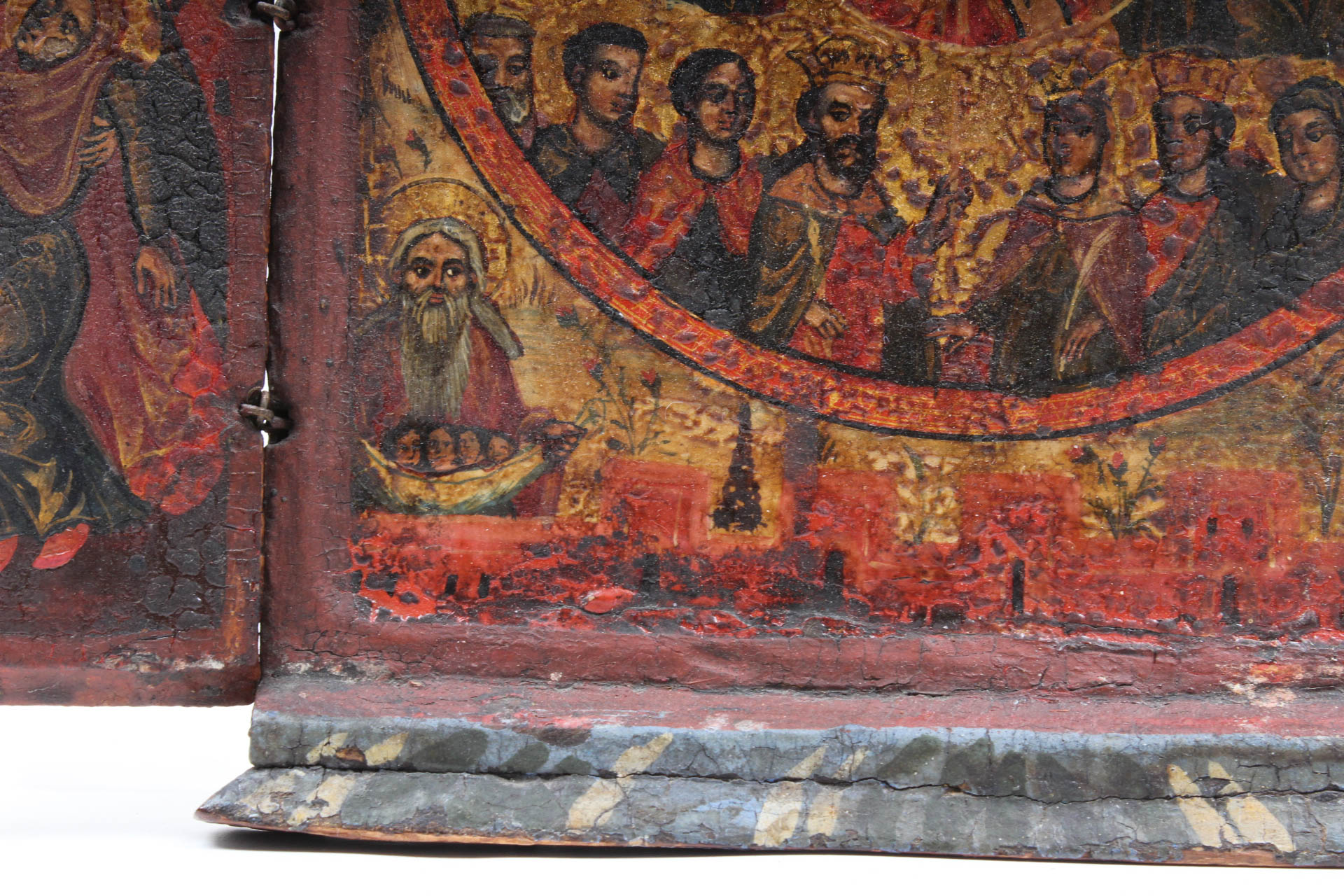 Antique Hand-Painted Religious Triptych