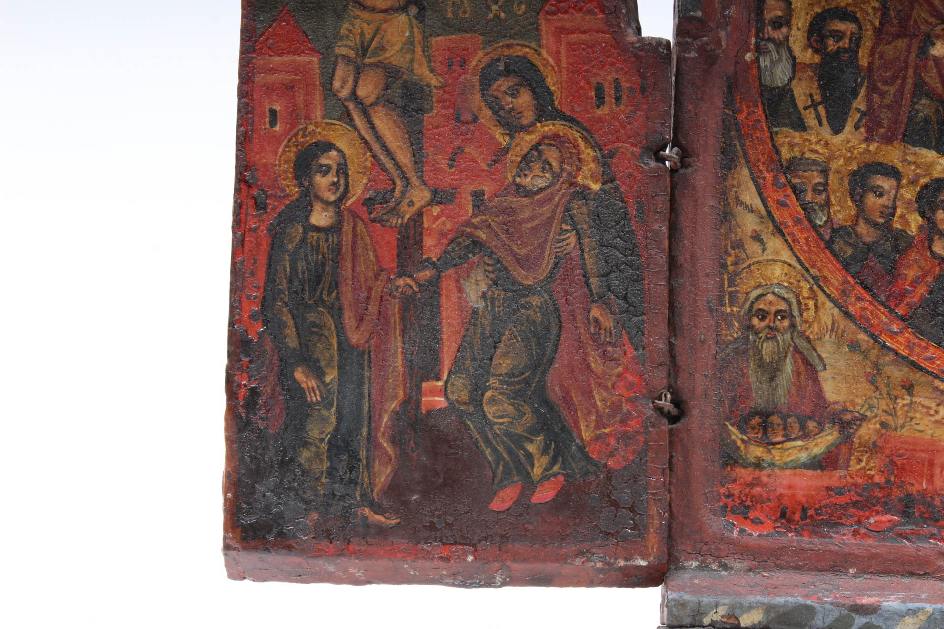 Antique Hand-Painted Religious Triptych