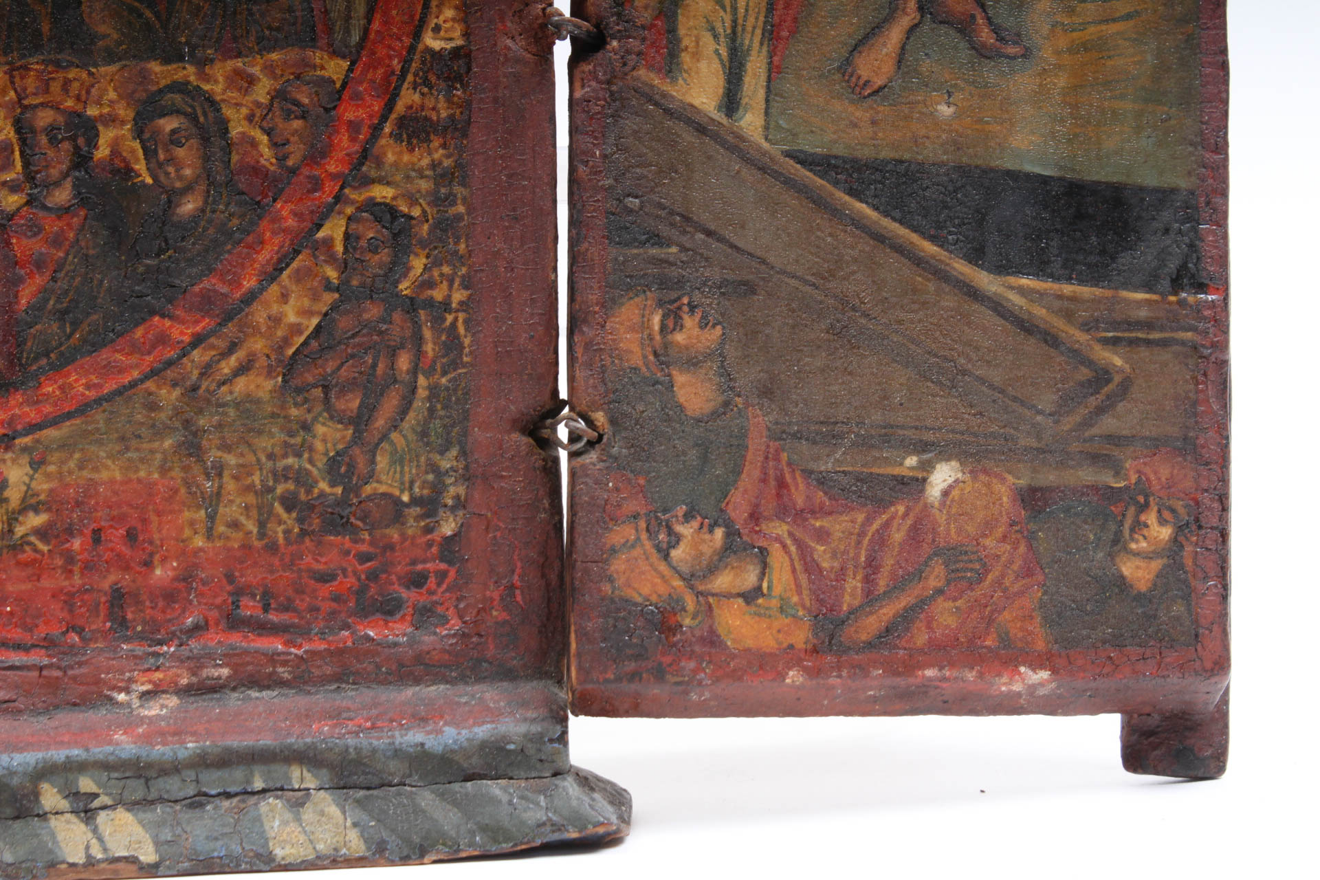 Antique Hand-Painted Religious Triptych