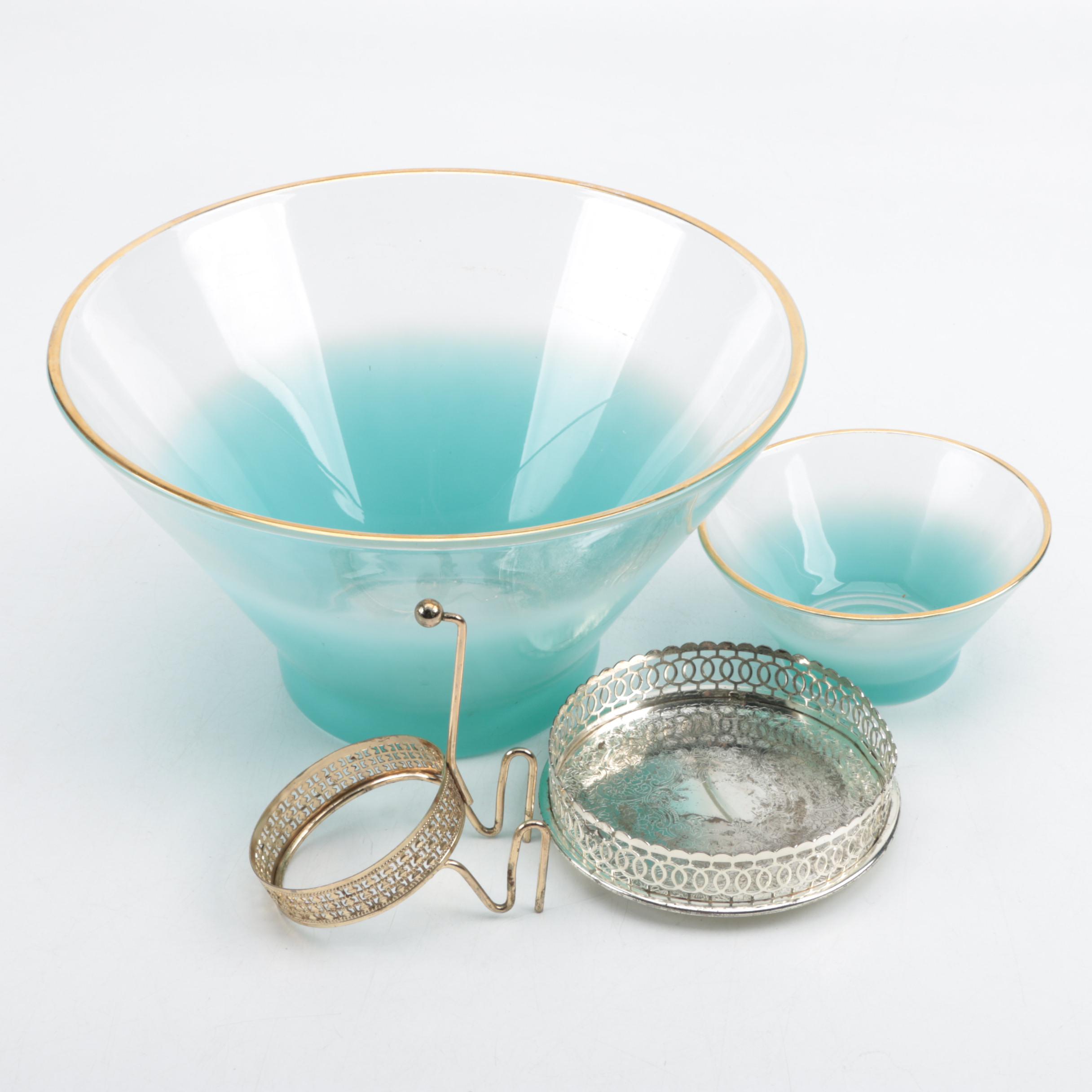 Mid Century Modern Chip and Dip Set by Blendo Glass