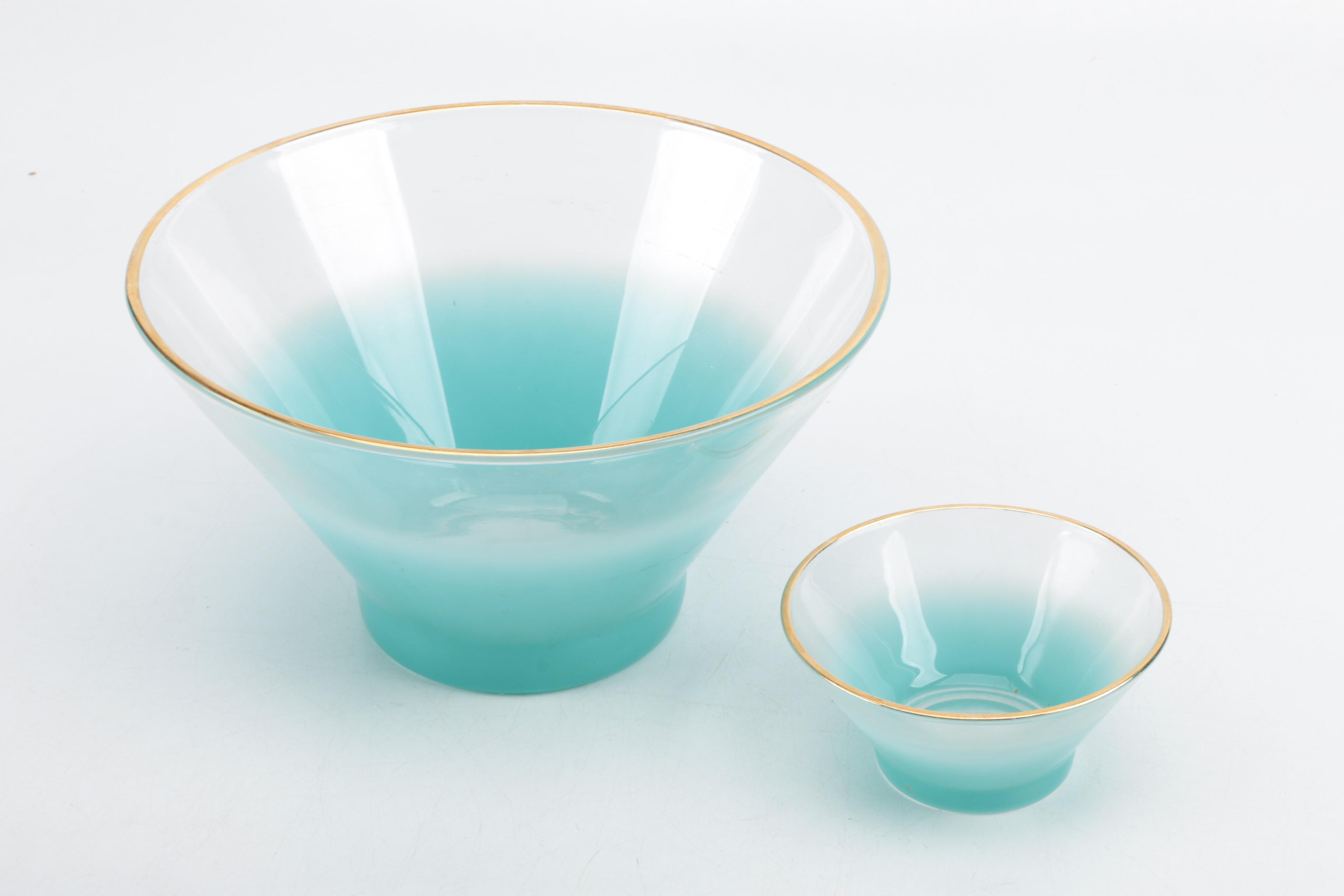 Mid Century Modern Chip and Dip Set by Blendo Glass