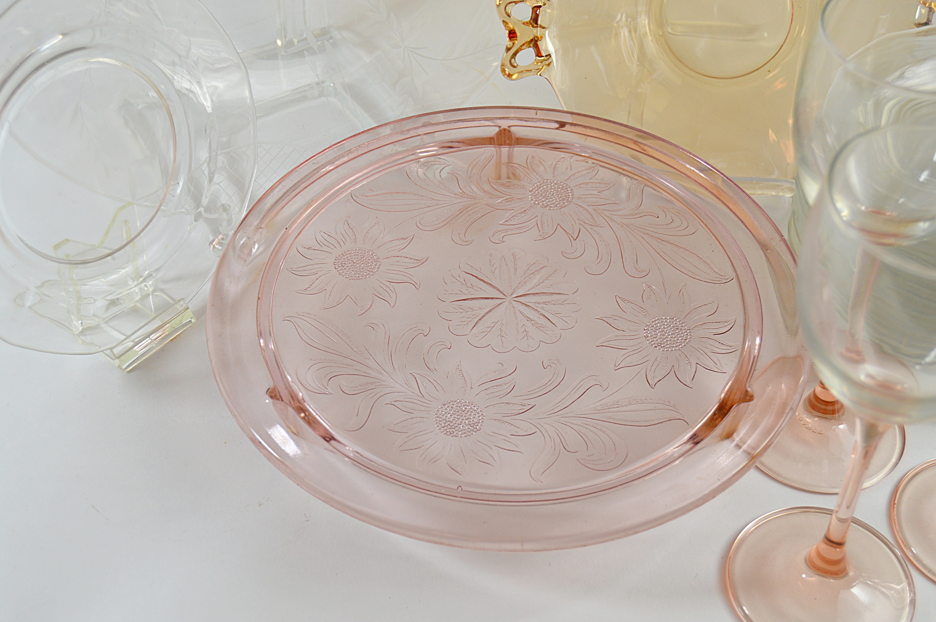 Vintage Pink and Clear Depression Glass