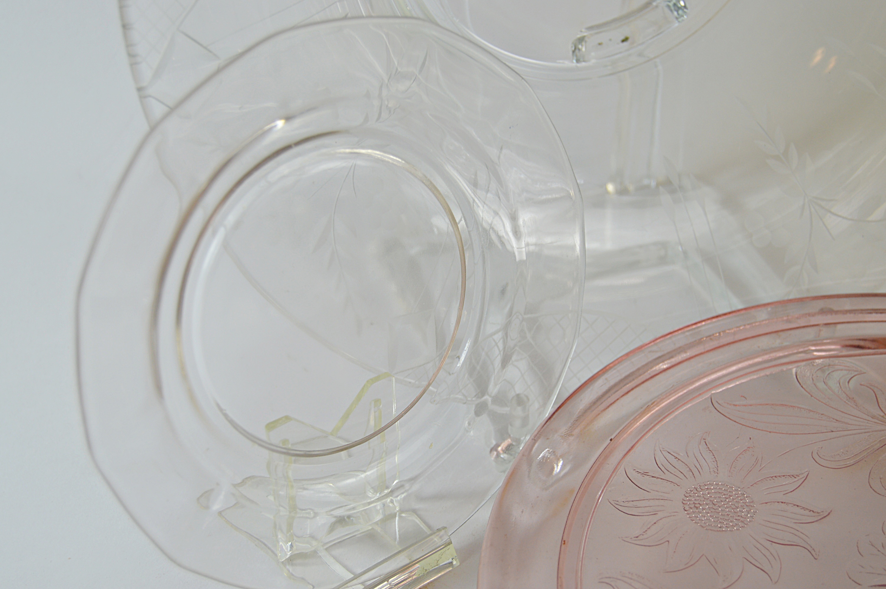 Vintage Pink and Clear Depression Glass
