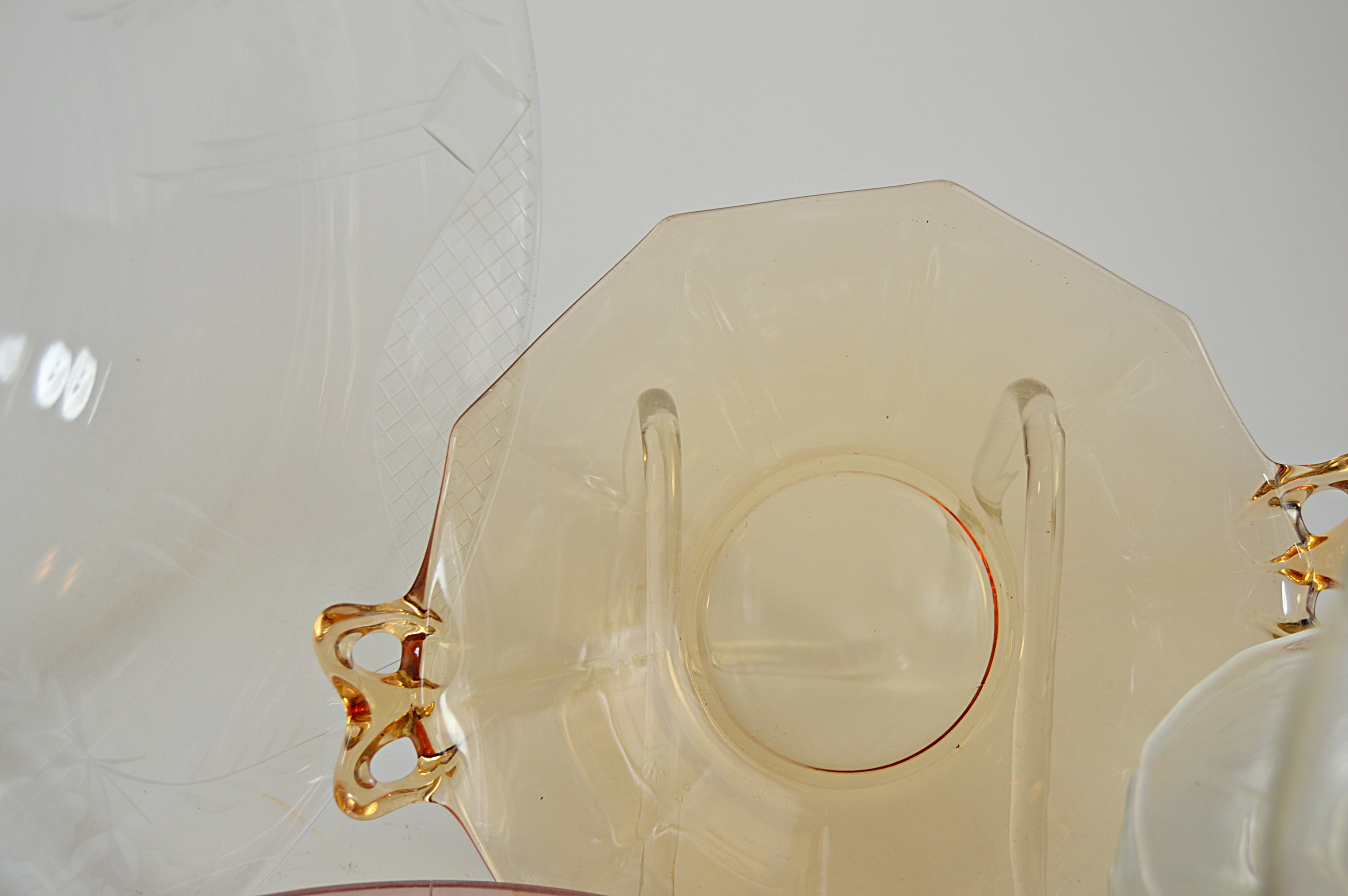 Vintage Pink and Clear Depression Glass