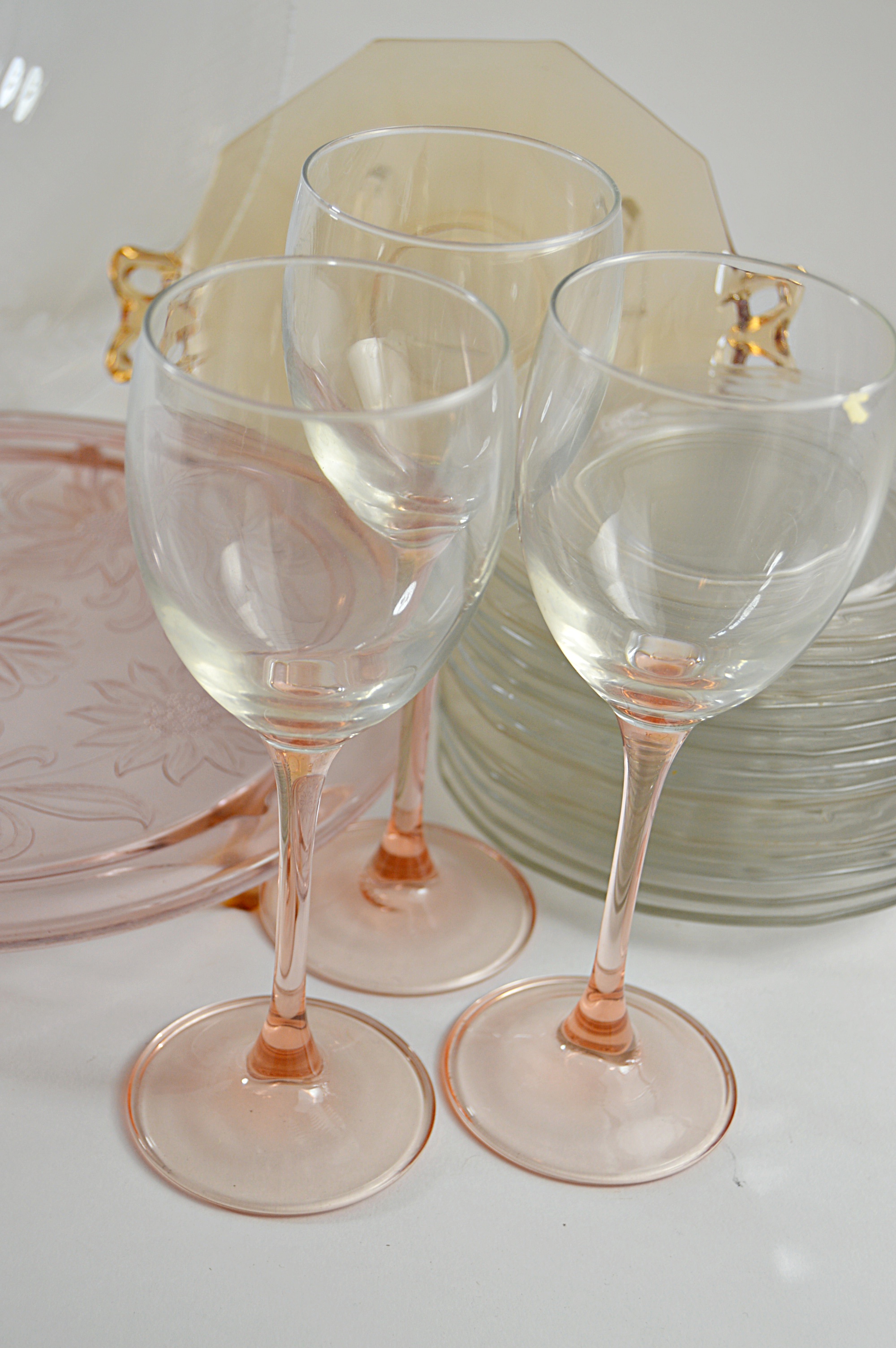 Vintage Pink and Clear Depression Glass