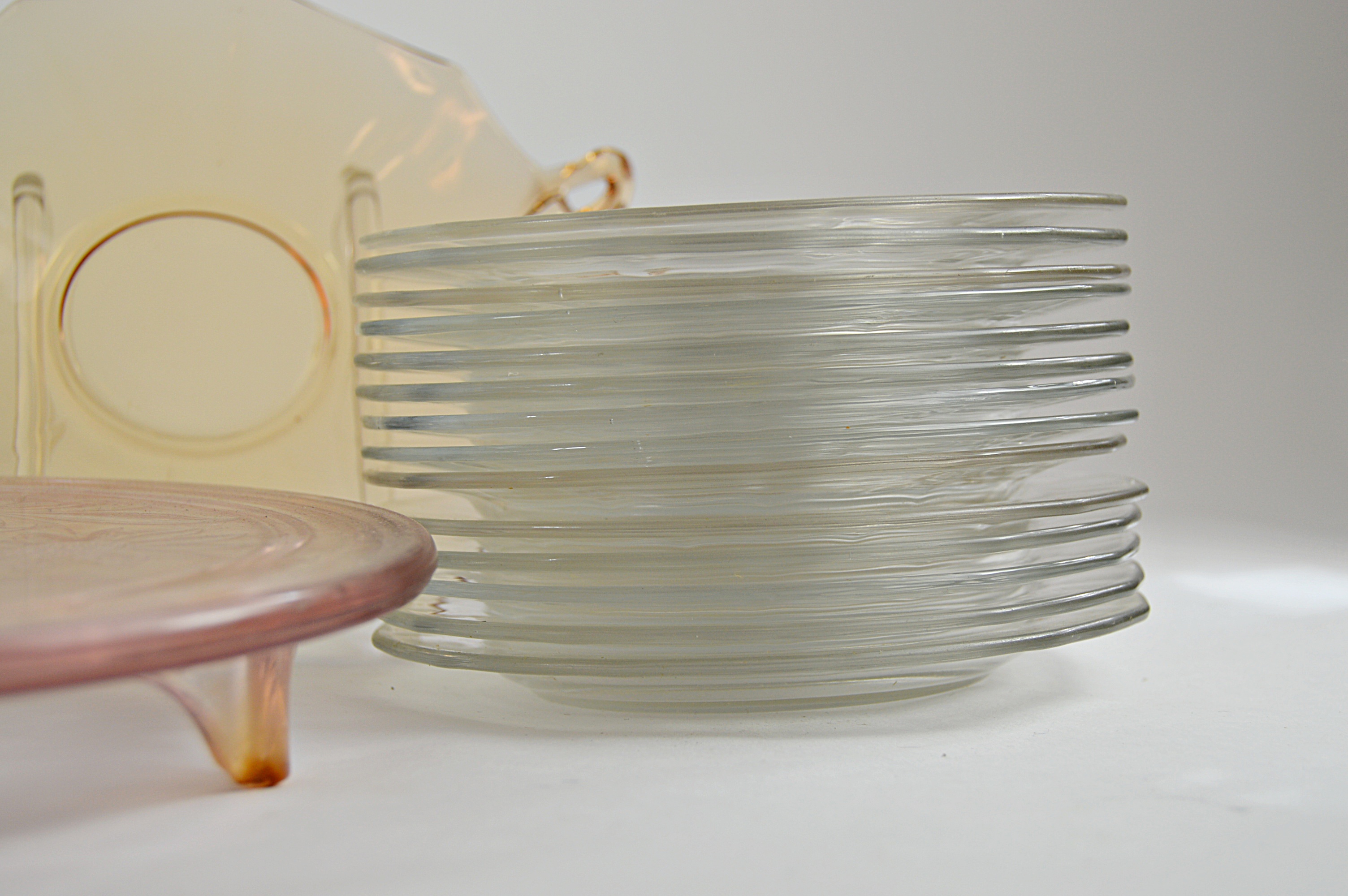 Vintage Pink and Clear Depression Glass